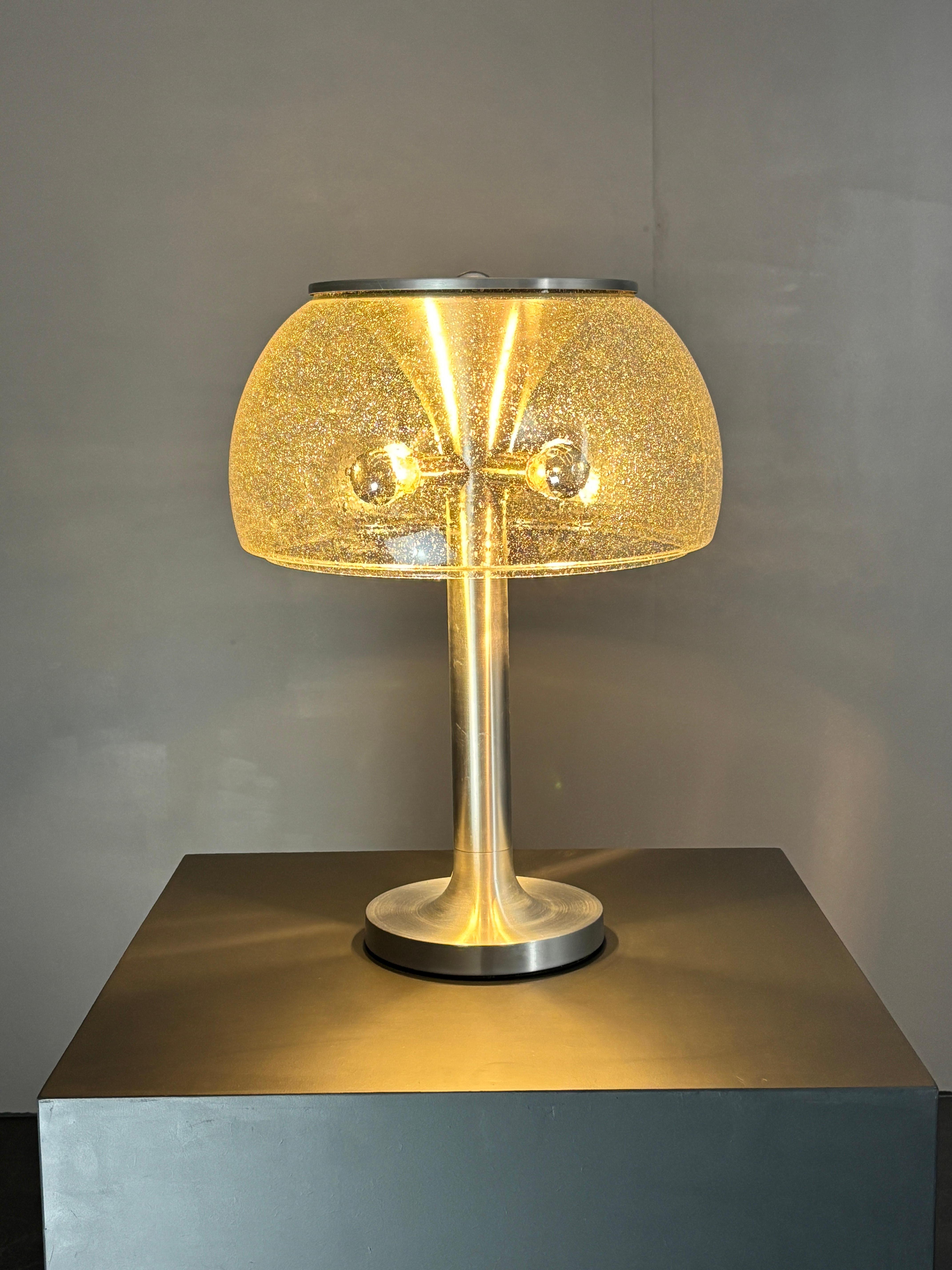 Midcentury space age large glass mushroom table lamprey Temde, 1960s For Sale 7