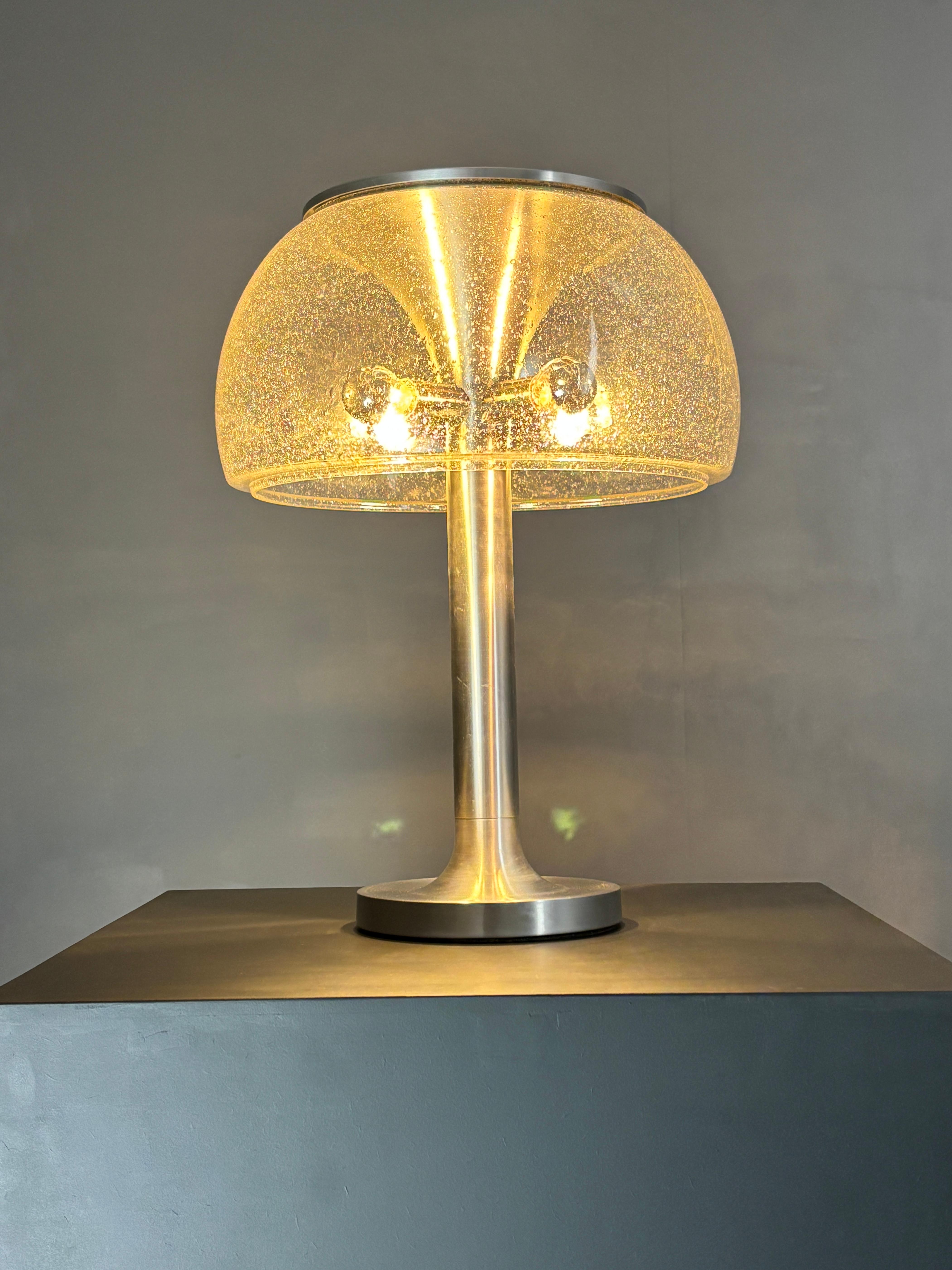 Midcentury space age large glass mushroom table lamprey Temde, 1960s For Sale 8