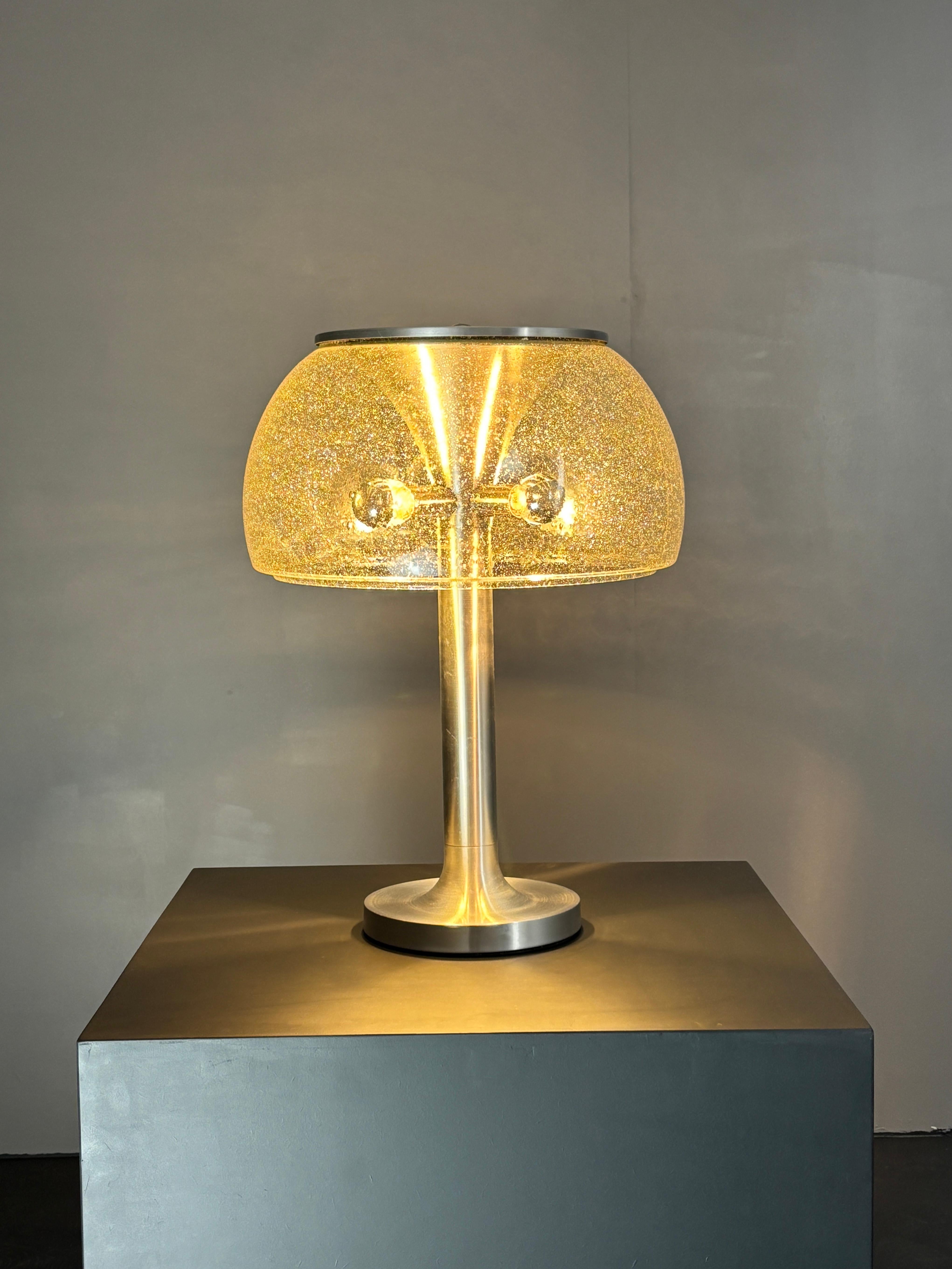 Midcentury space age large glass mushroom table lamprey Temde, 1960s For Sale 9