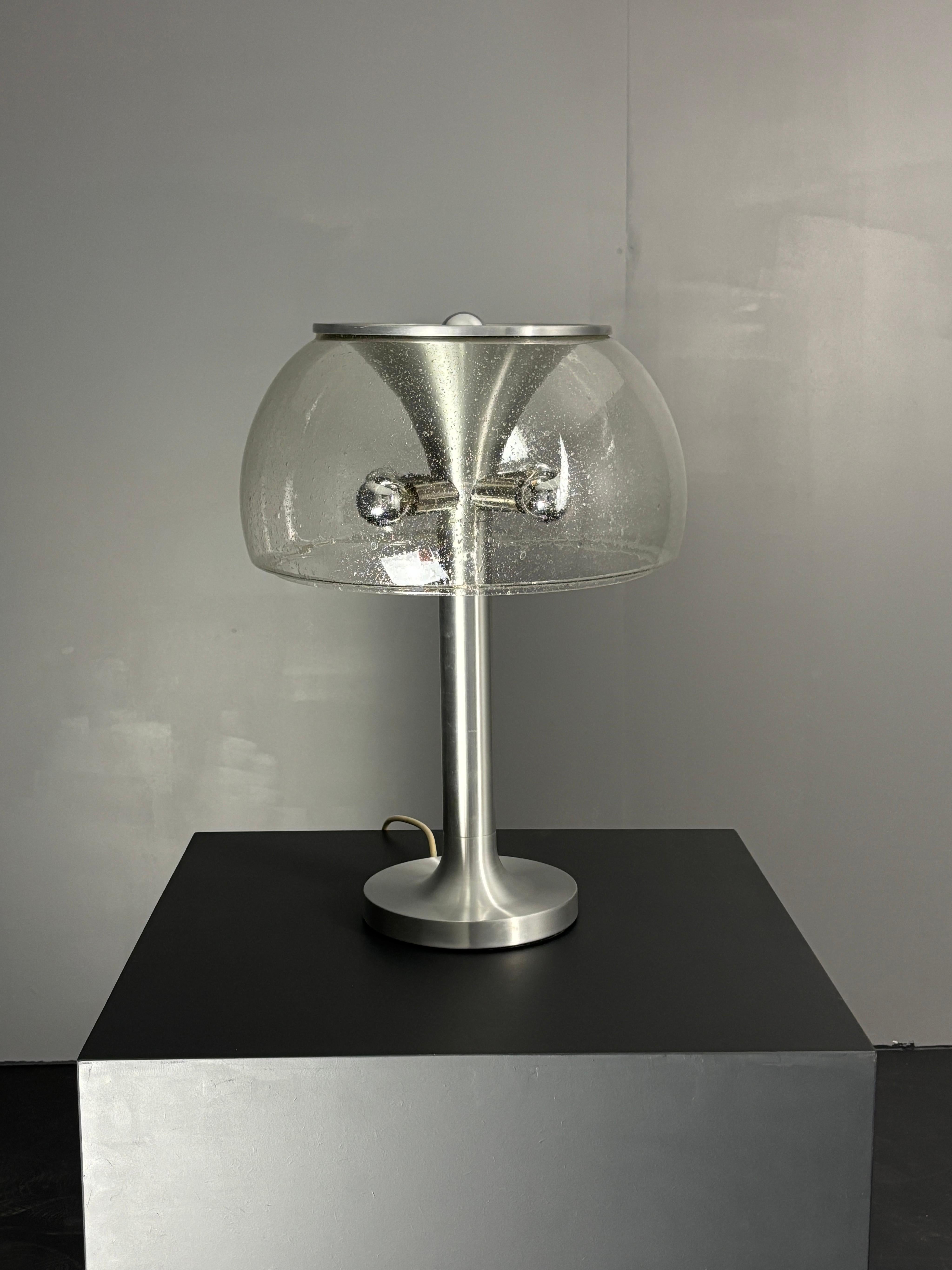 Midcentury space age large glass mushroom table lamprey Temde, 1960s For Sale 10