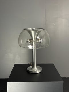 Midcentury space age large glass mushroom table lamp Temde, 1960s
