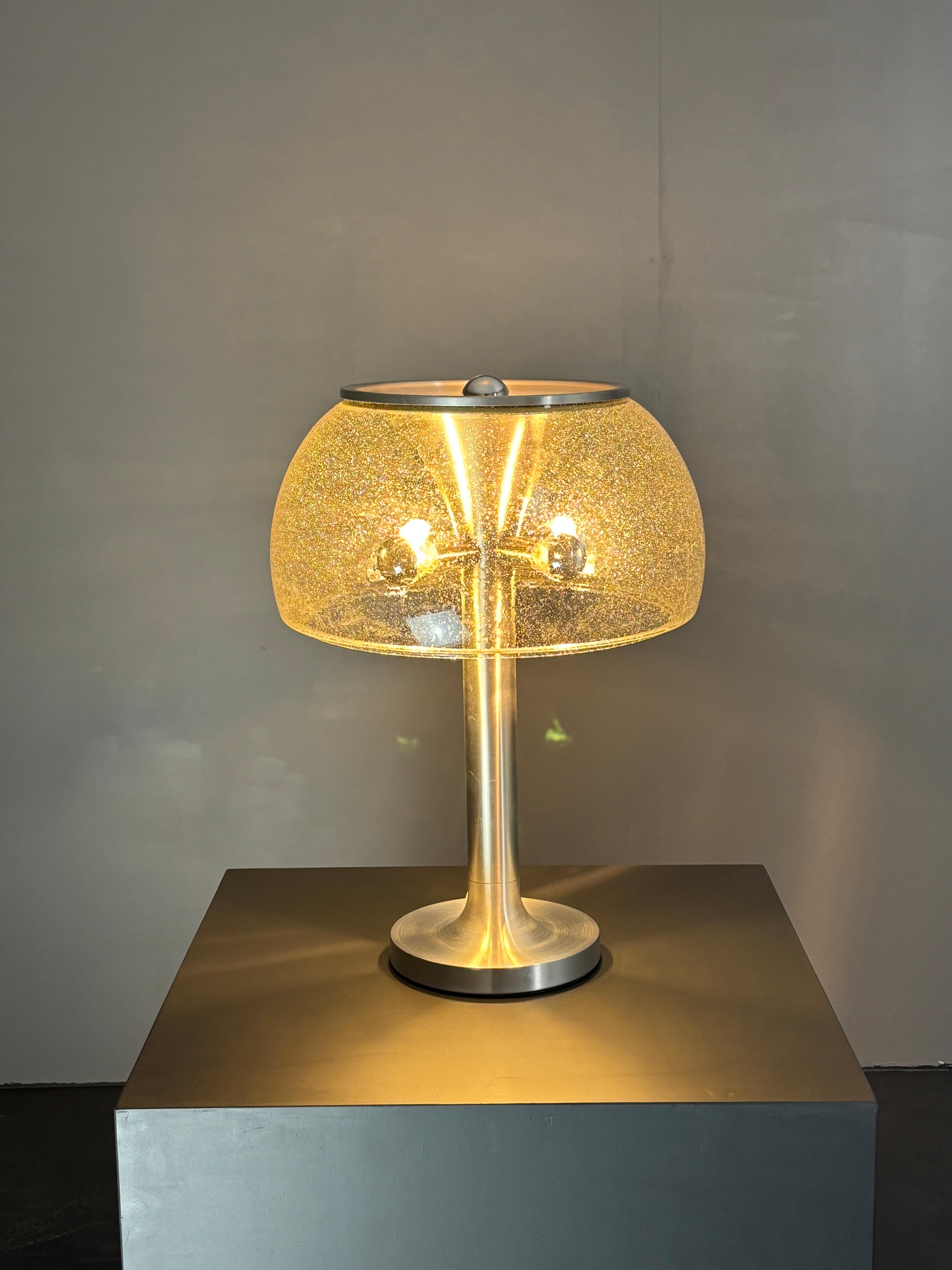 Space Age Midcentury space age large glass mushroom table lamprey Temde, 1960s For Sale