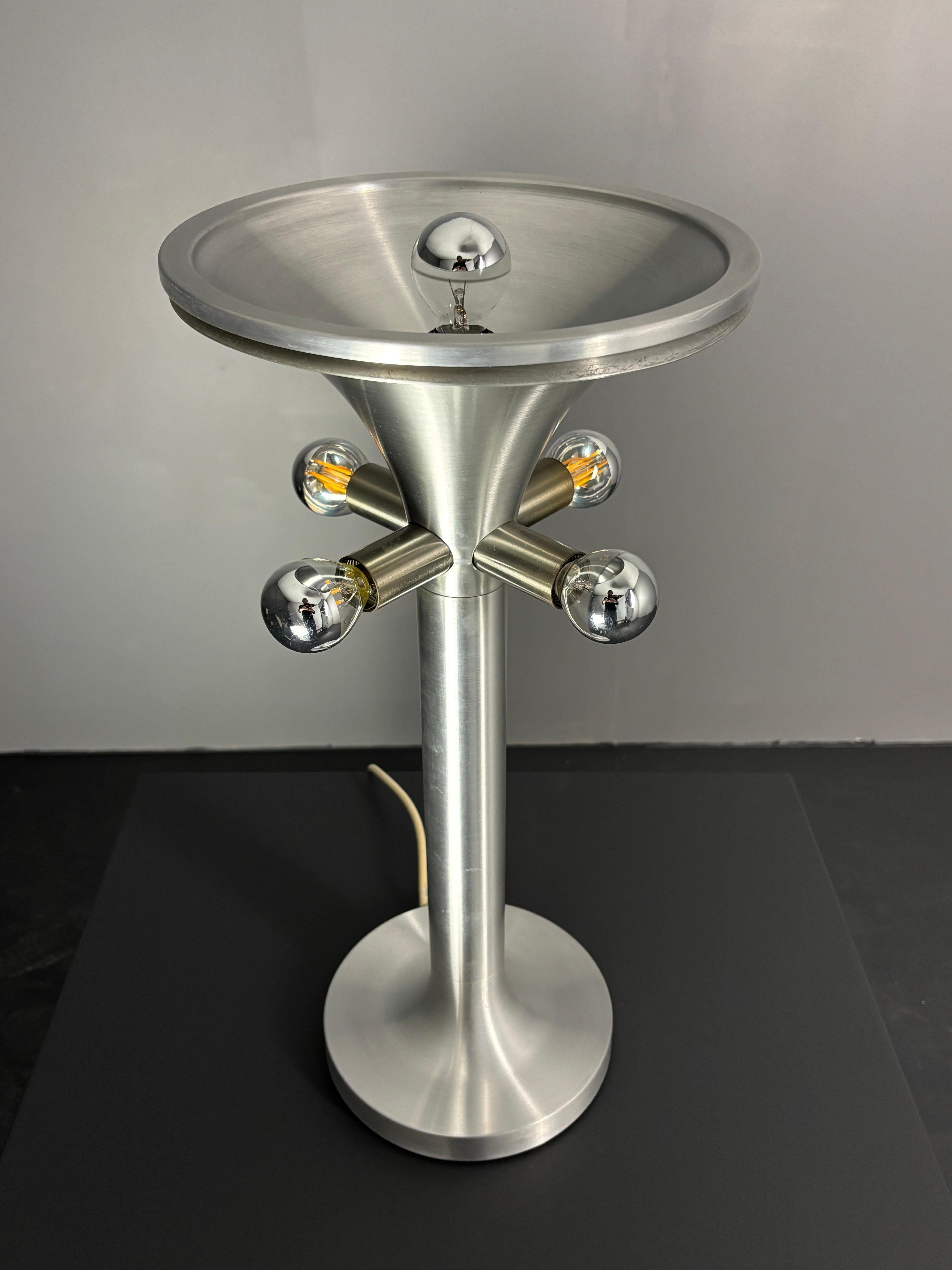 Swiss Midcentury space age large glass mushroom table lamprey Temde, 1960s For Sale