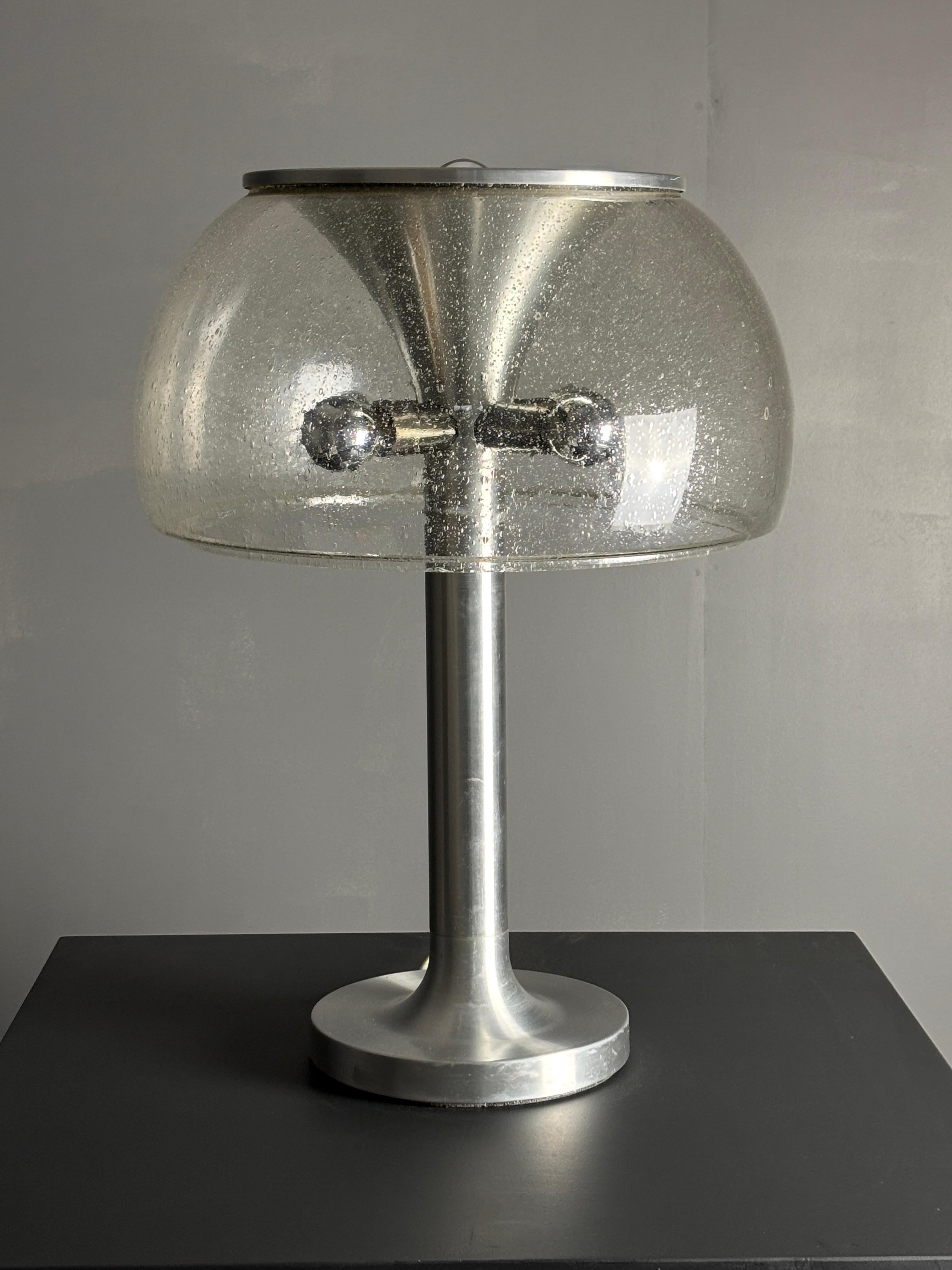 Mid-20th Century Midcentury space age large glass mushroom table lamprey Temde, 1960s For Sale