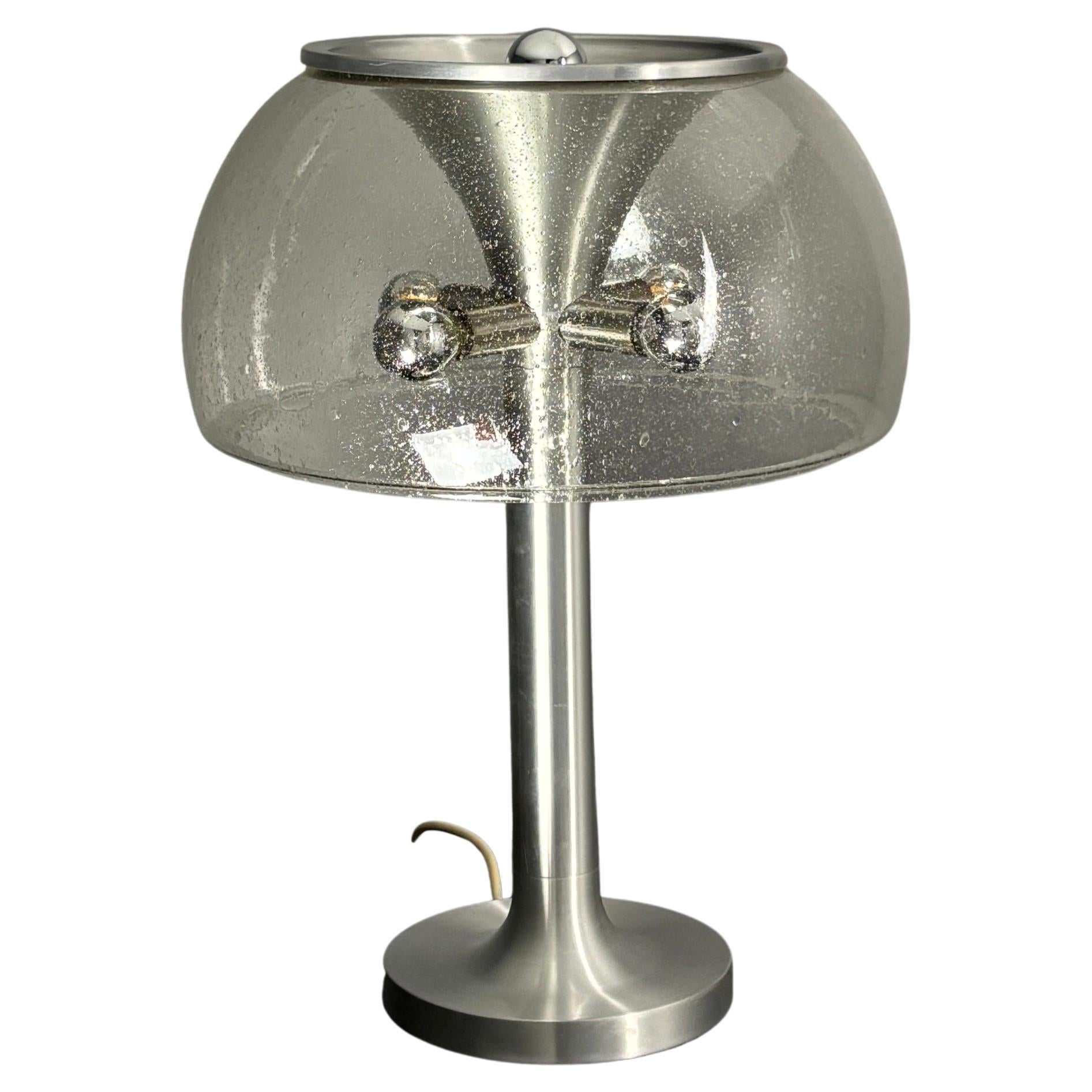 Midcentury space age large glass mushroom table lamprey Temde, 1960s For Sale
