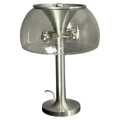 Midcentury space age large glass mushroom table lamprey Temde, 1960s