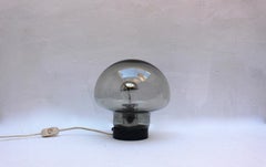 Midcentury Space Age Mushroom Smoked Glass Table Lamp, Peill & Putzler, 1960s