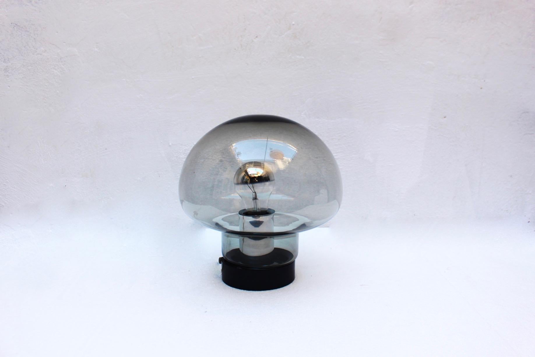 Mid-Century Modern Midcentury Space Age Mushroom Smoked Glass Table Lamp, Peill & Putzler, 1960s For Sale