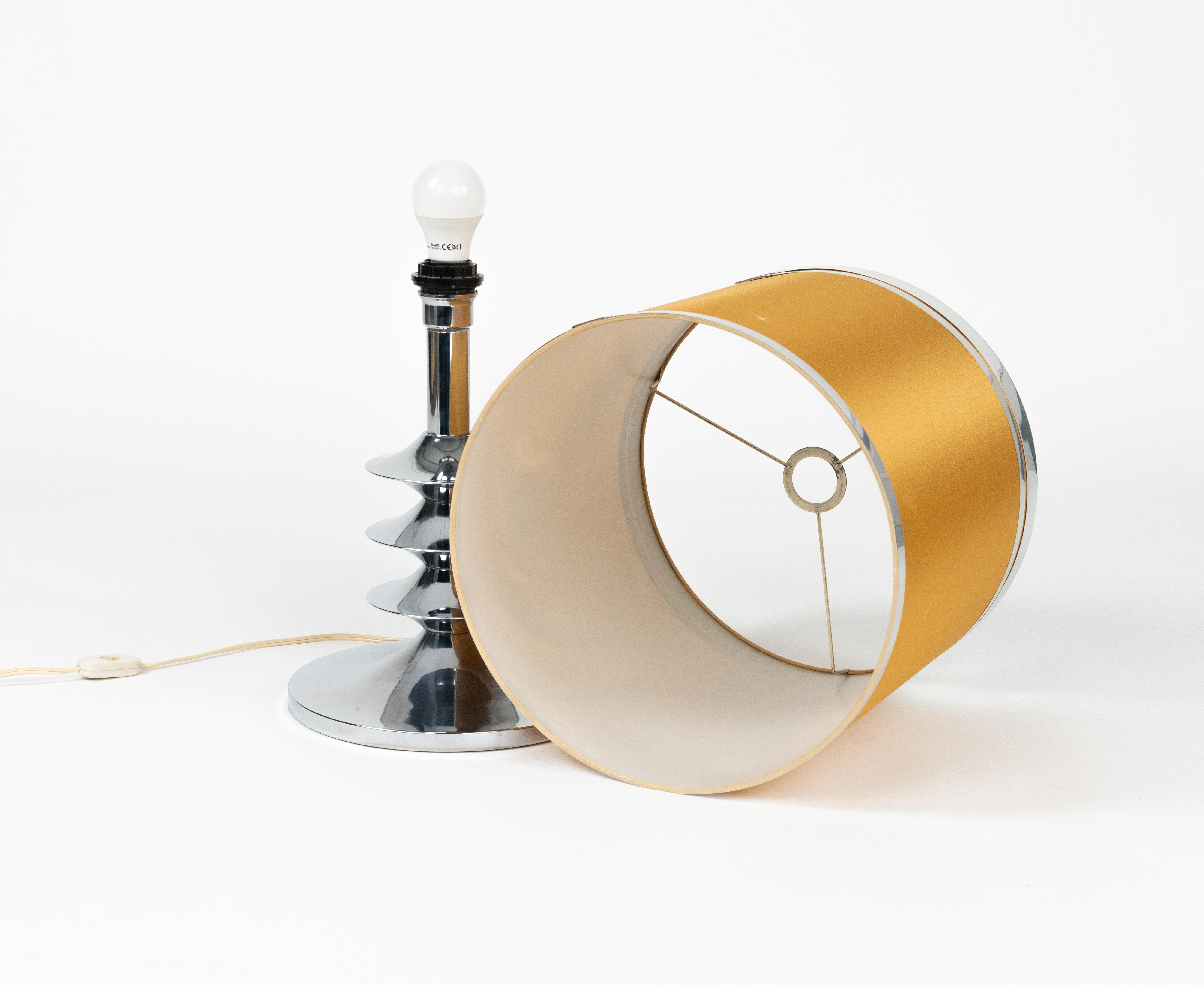 Lampe de table de l'ère spatiale du milieu du siècle dernier en chrome et tissu, Italie 1970 en vente 5