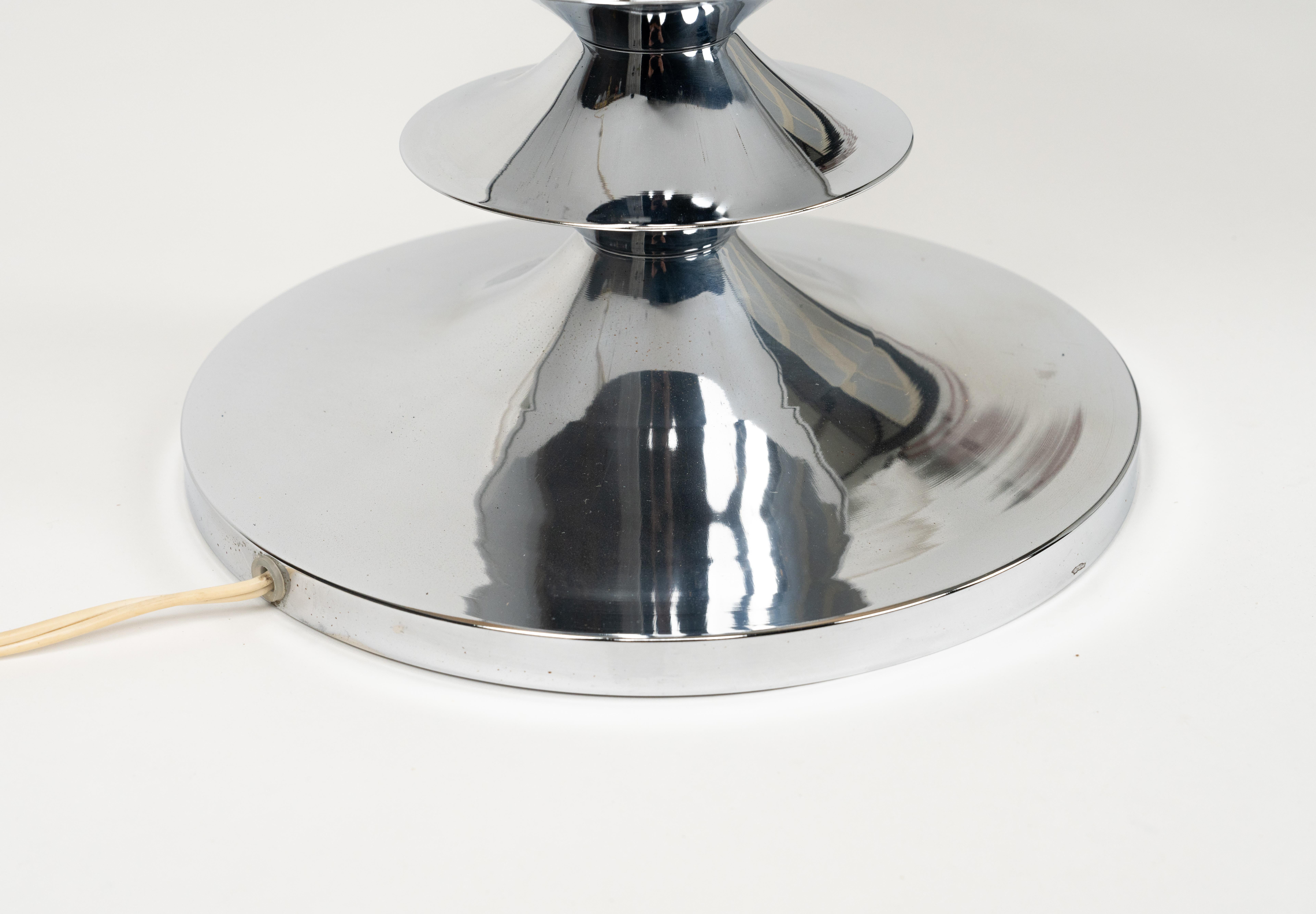 Lampe de table de l'ère spatiale du milieu du siècle dernier en chrome et tissu, Italie 1970 en vente 6