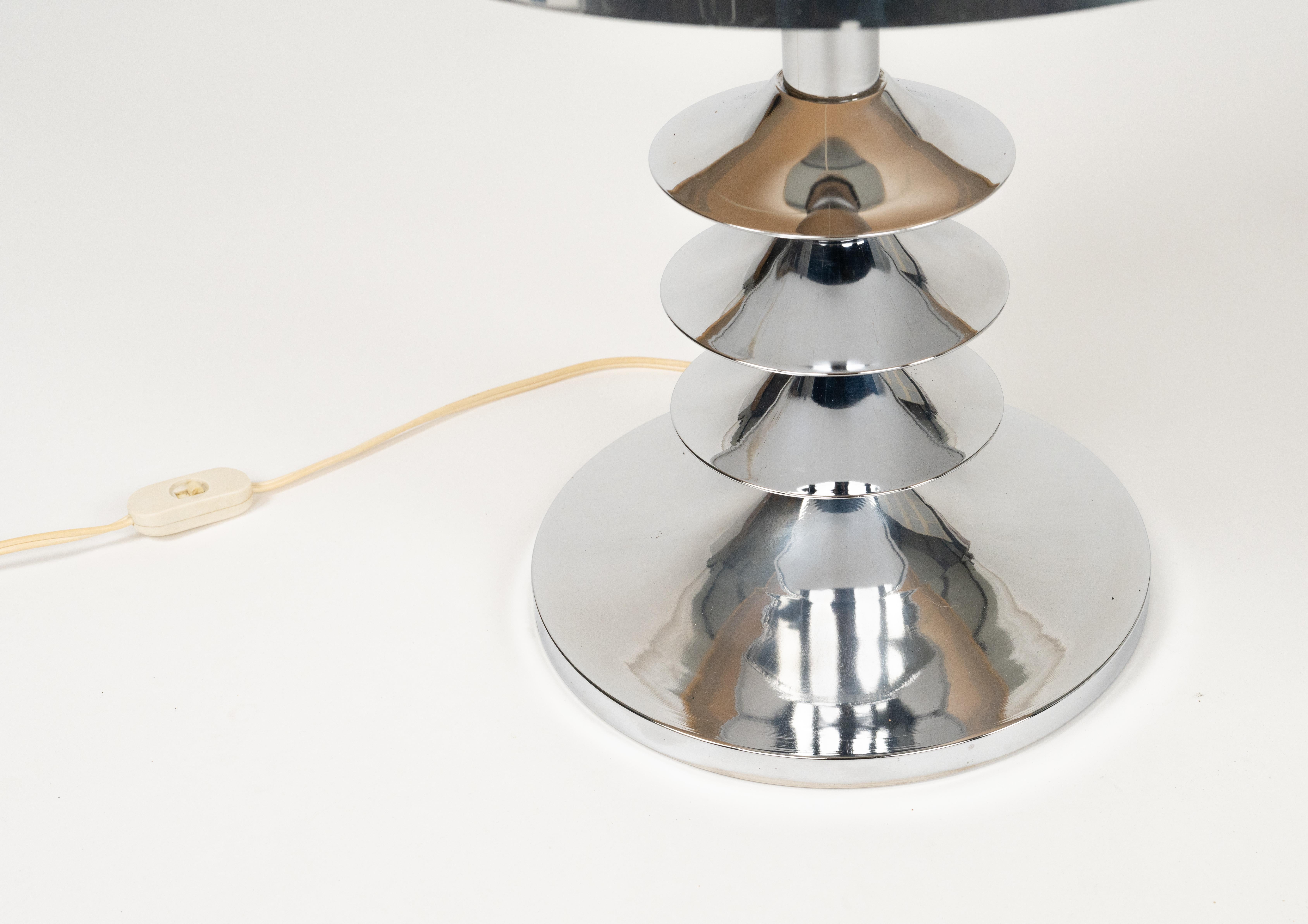 Lampe de table de l'ère spatiale du milieu du siècle dernier en chrome et tissu, Italie 1970 en vente 2