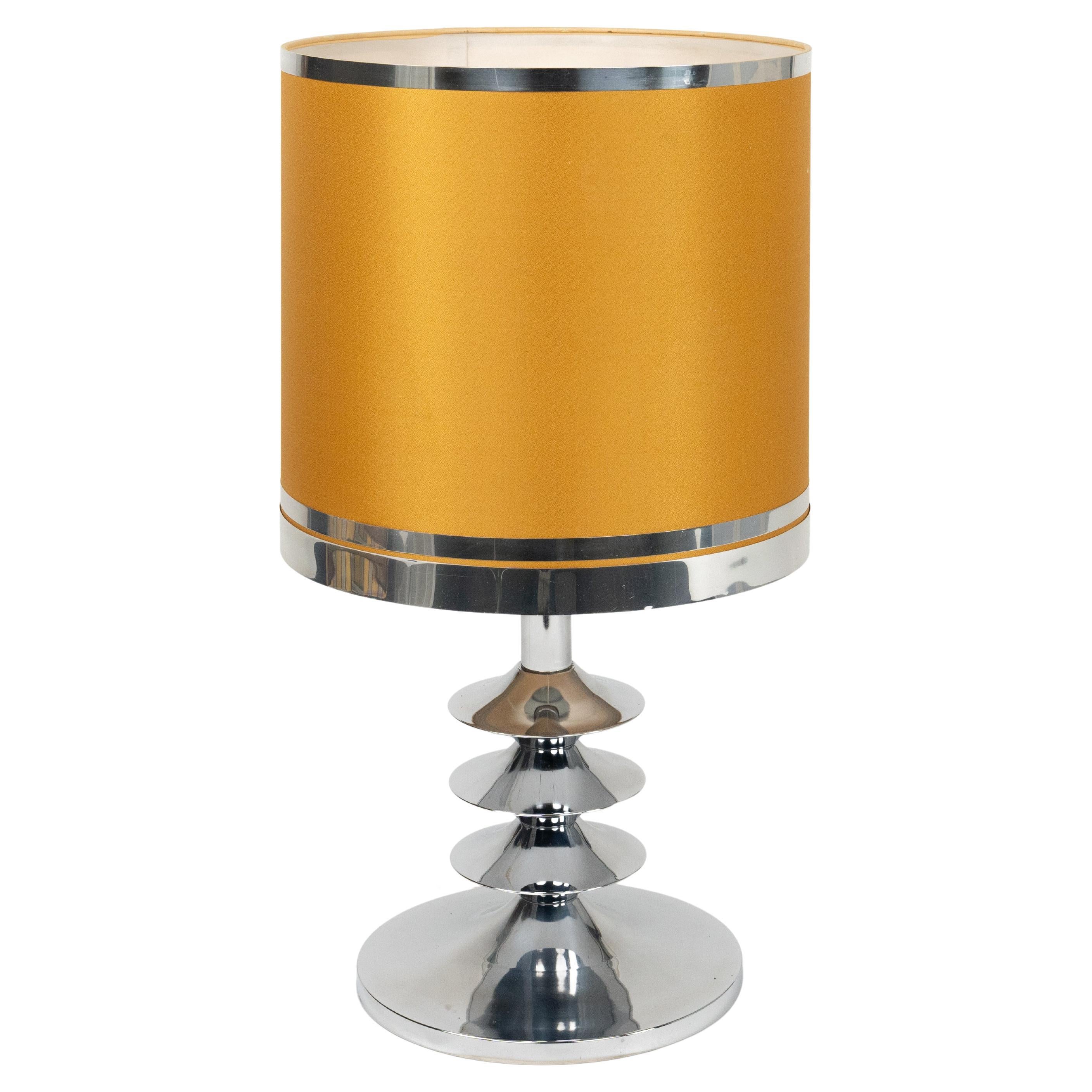Mid-Century Space Age-Tischlampe aus Chrom und Stoff, Italien 1970er Jahre