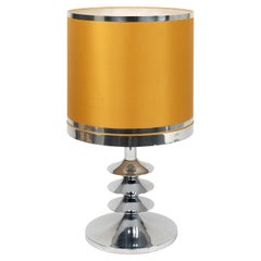 Lampada da tavolo Space AGE del Medioevo in cromo e tessuto, Italia anni '70