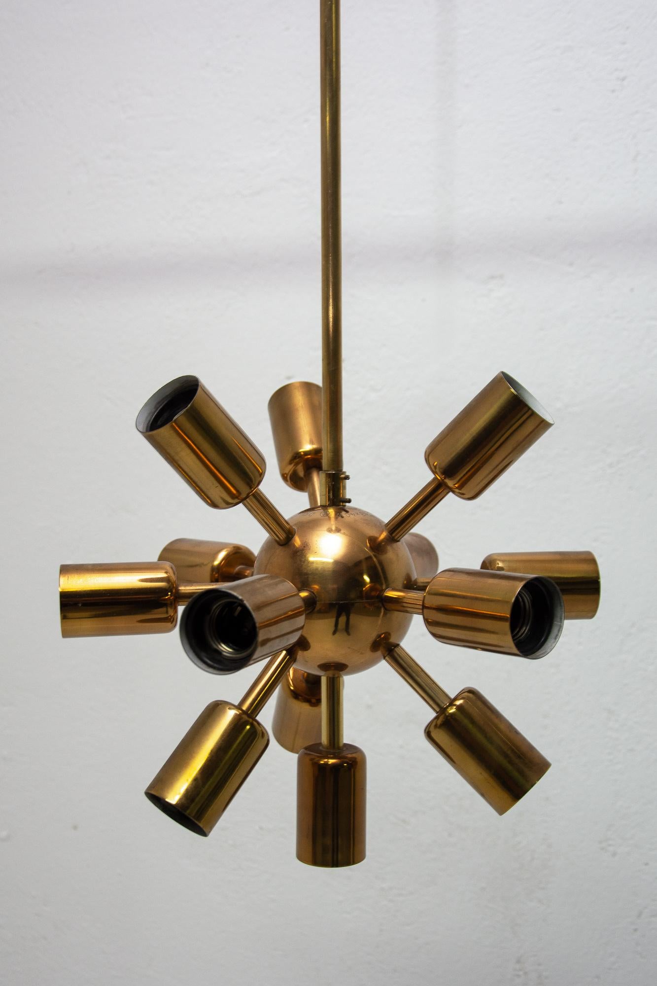 Midcentury Space Age Ten Arms Copper Sputnik Chandelier, 1960s 8