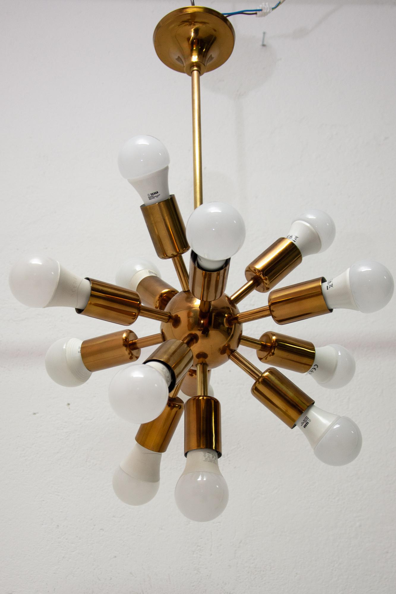 Metal Midcentury Space Age Ten Arms Copper Sputnik Chandelier, 1960s