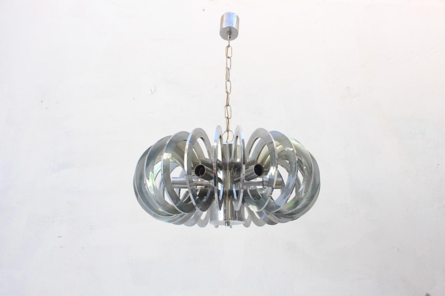 Midcentury Space Age Ufo Atomic Era Plastic Sciolari Manner Pendant Lamp, 1960s For Sale 4