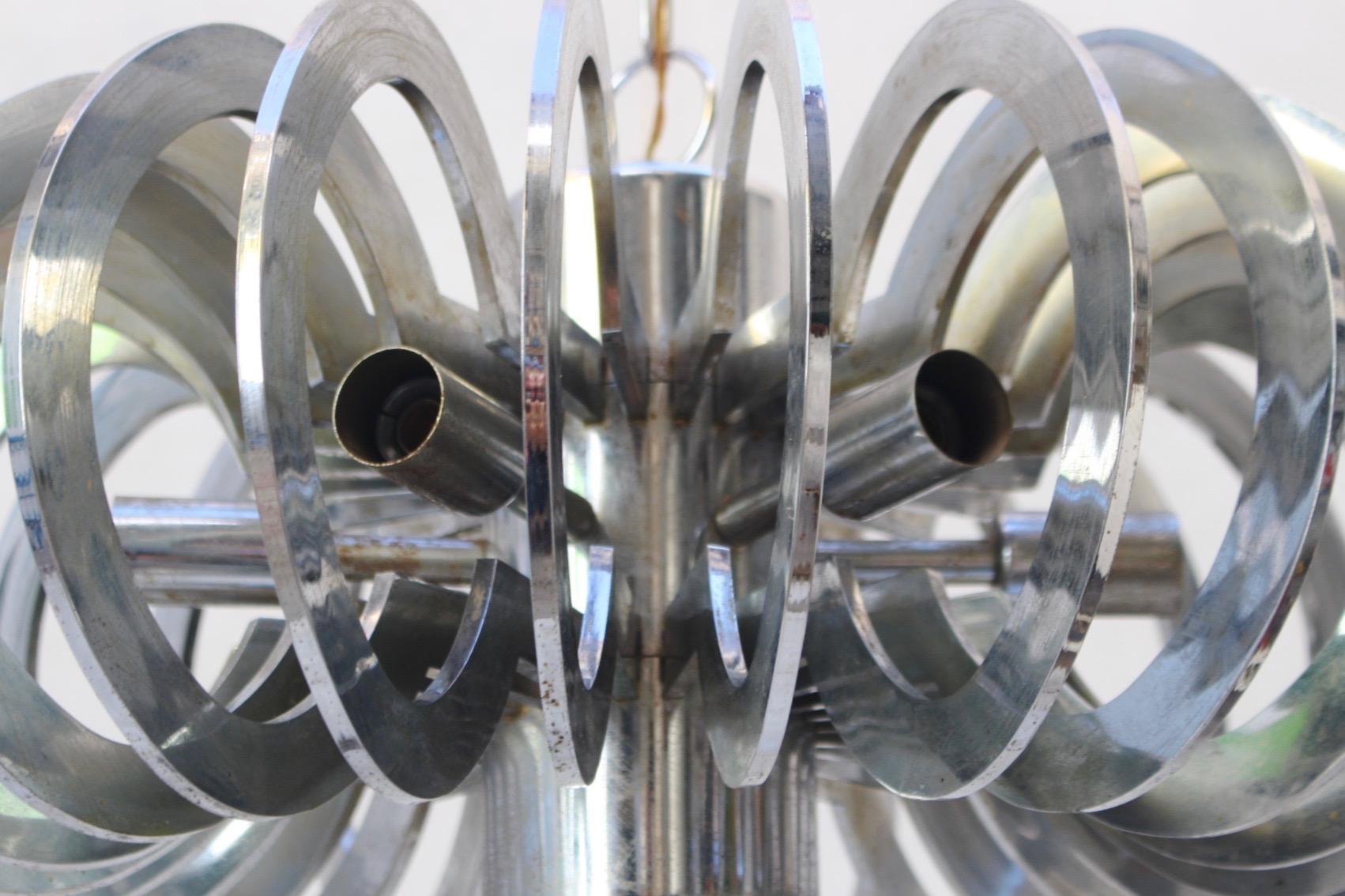 Midcentury Space Age Ufo Atomic Era Plastic Sciolari Manner Pendant Lamp, 1960s For Sale 1