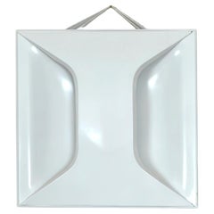 Aplique de Pared de Mediana Edad Espacial de Siglo Blanco Panel de Ostras Staff Leuchten
