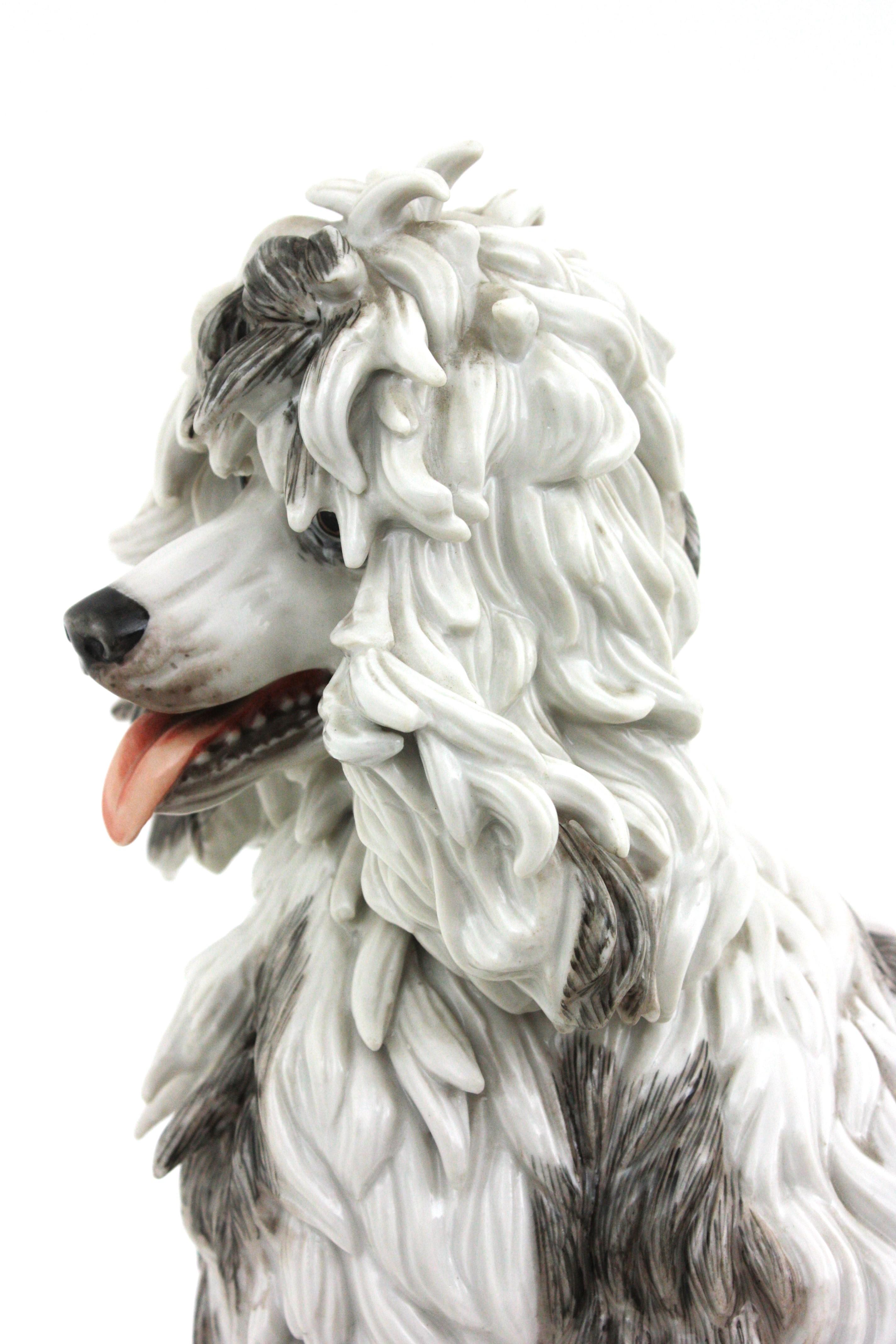Midcentury Spanish Algora Porcelain Large Poodle Dog  2