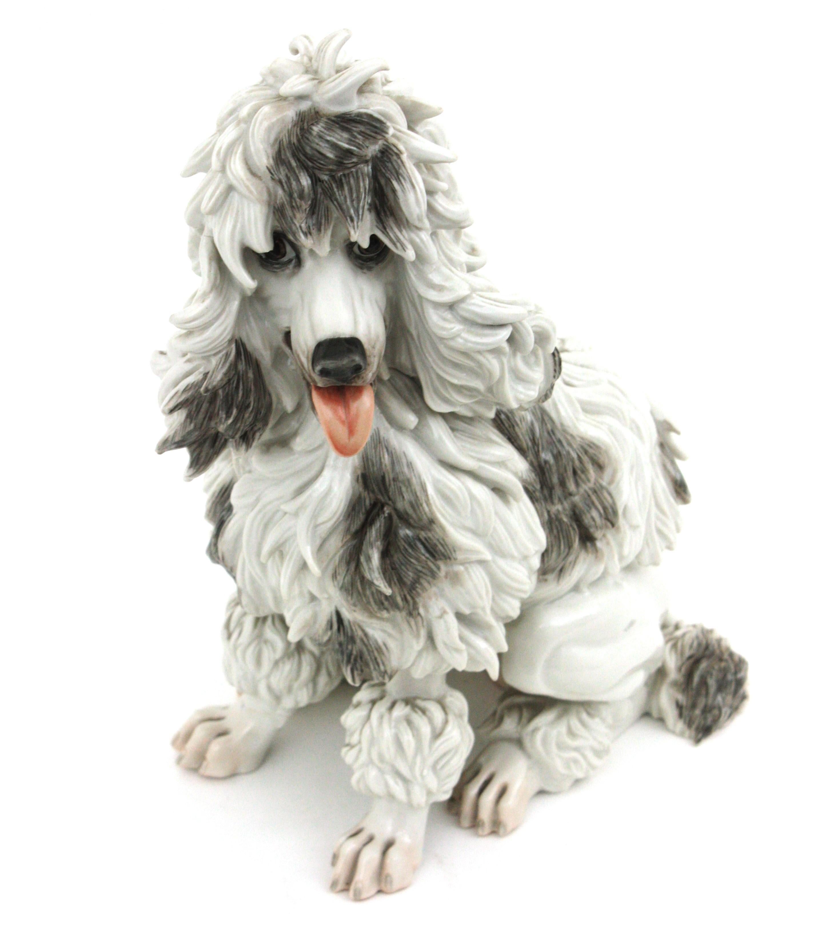 Midcentury Spanish Algora Porcelain Large Poodle Dog  5