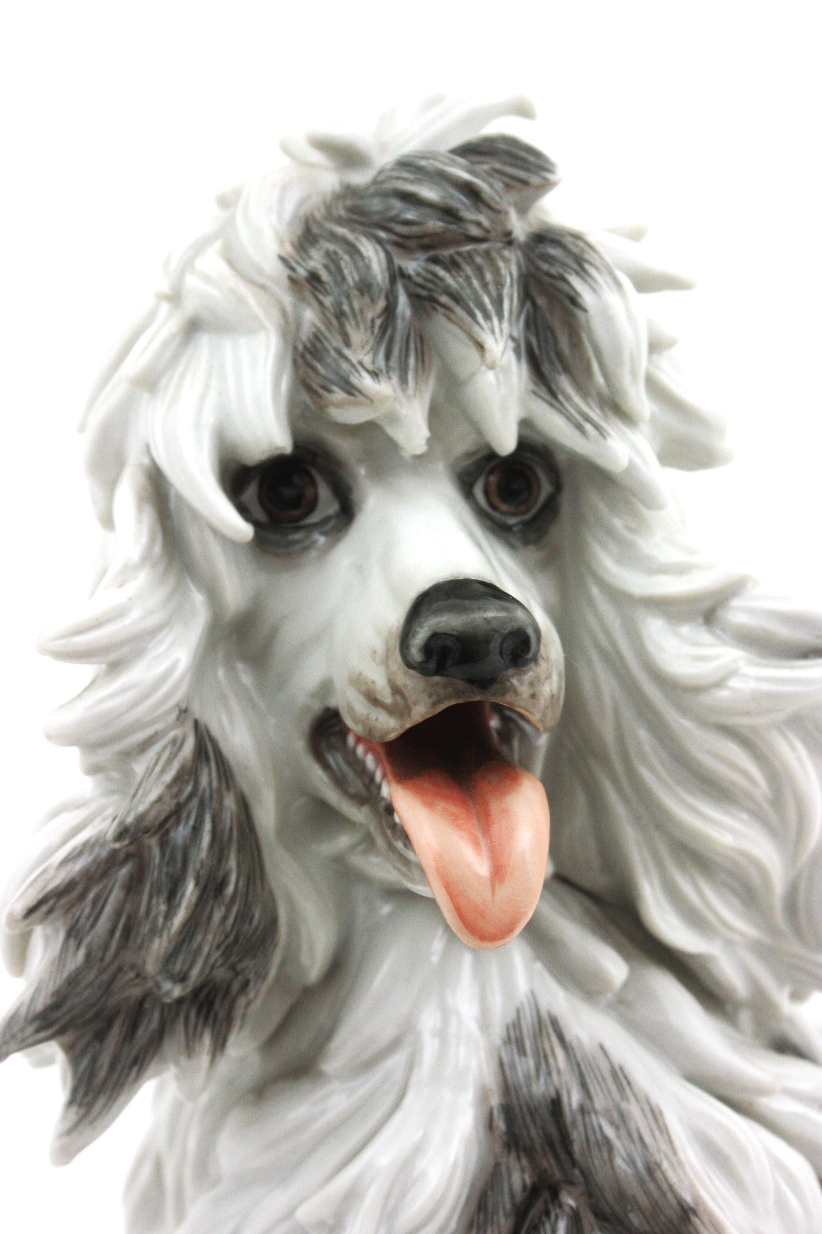 Mid-Century Modern Midcentury Spanish Algora Porcelain Large Poodle Dog 