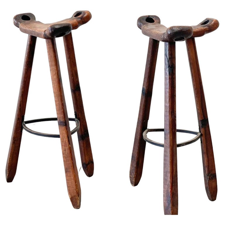 Midcentury Spanish Bar Stools For Sale at 1stDibs
