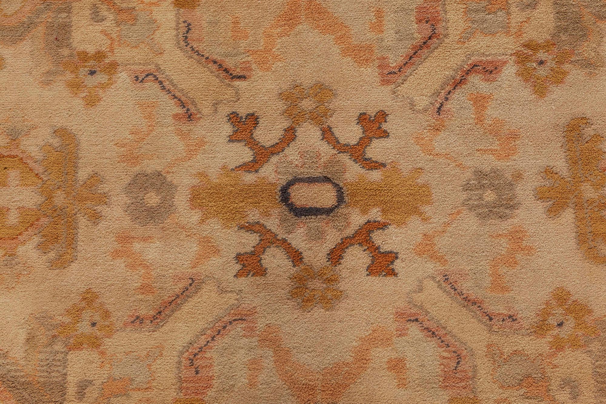 Mid-Century Modern Midcentury Spanish Beige Hand Knotted Wool Rug For Sale