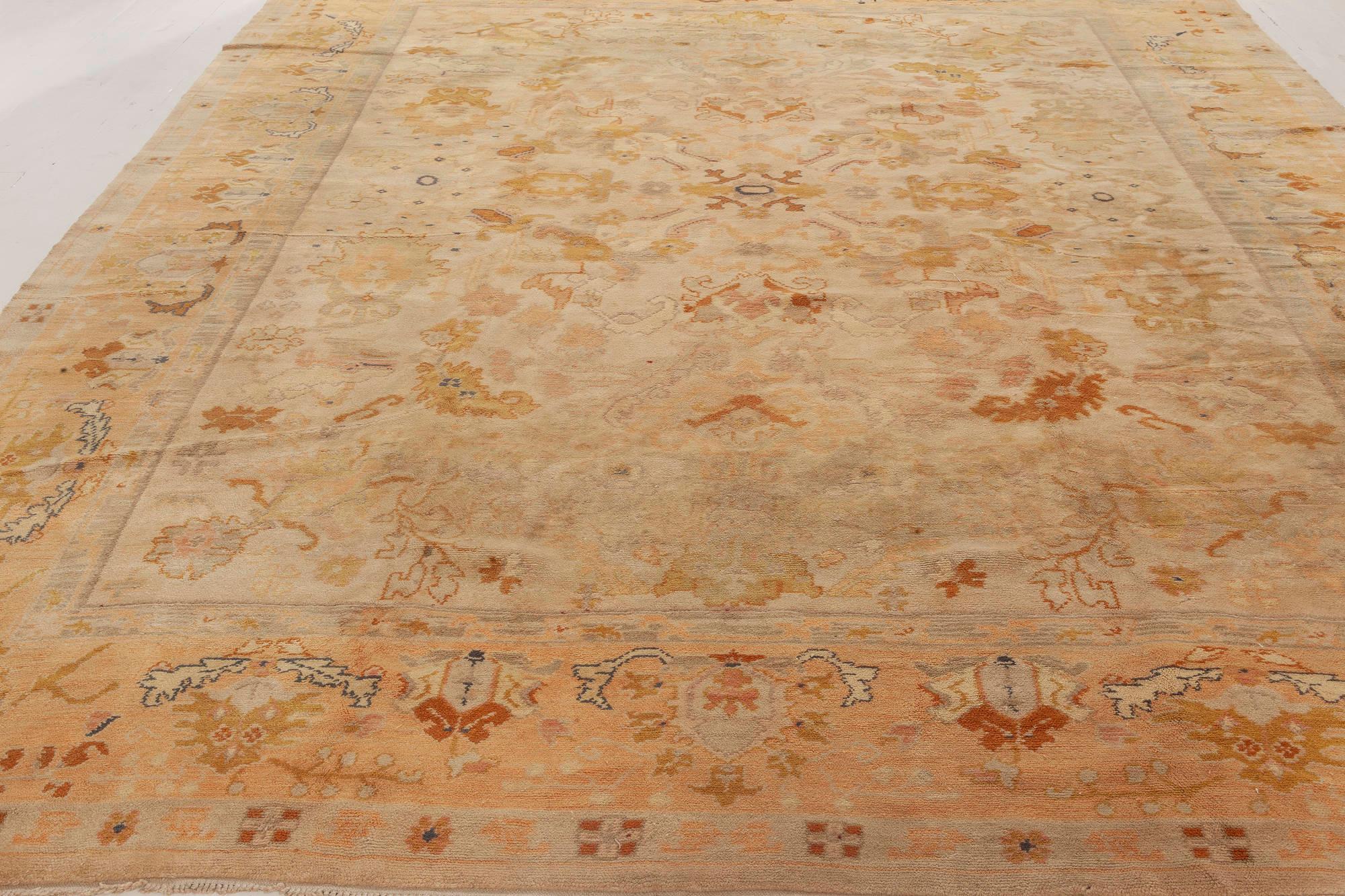 Hand-Knotted Midcentury Spanish Beige Hand Knotted Wool Rug For Sale