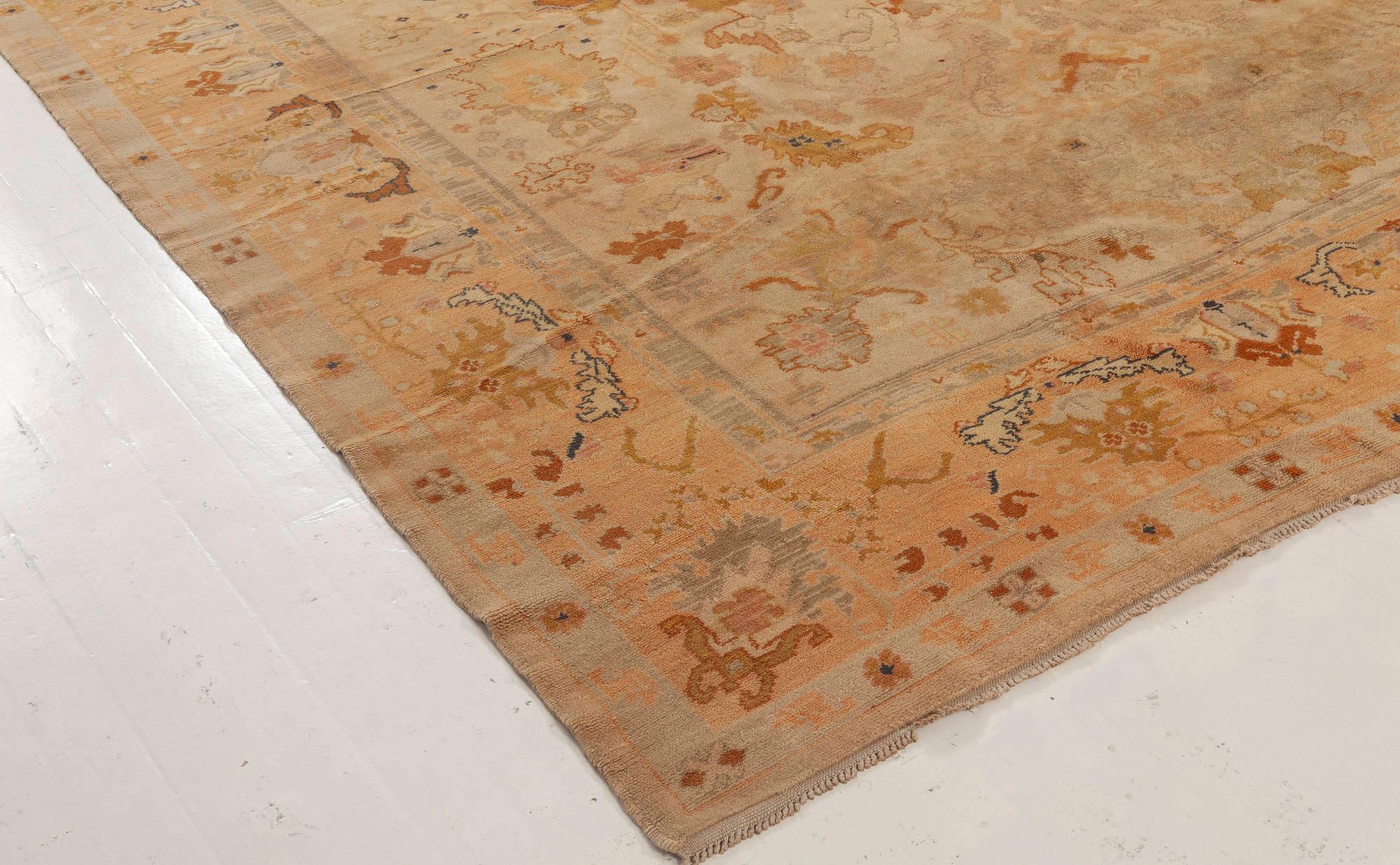 20th Century Midcentury Spanish Beige Hand Knotted Wool Rug For Sale