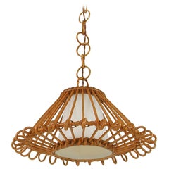 Midcentury Spanish Rattan Pendant, 1960s Midcentury Spanish Rattan Pendant, 1960s
