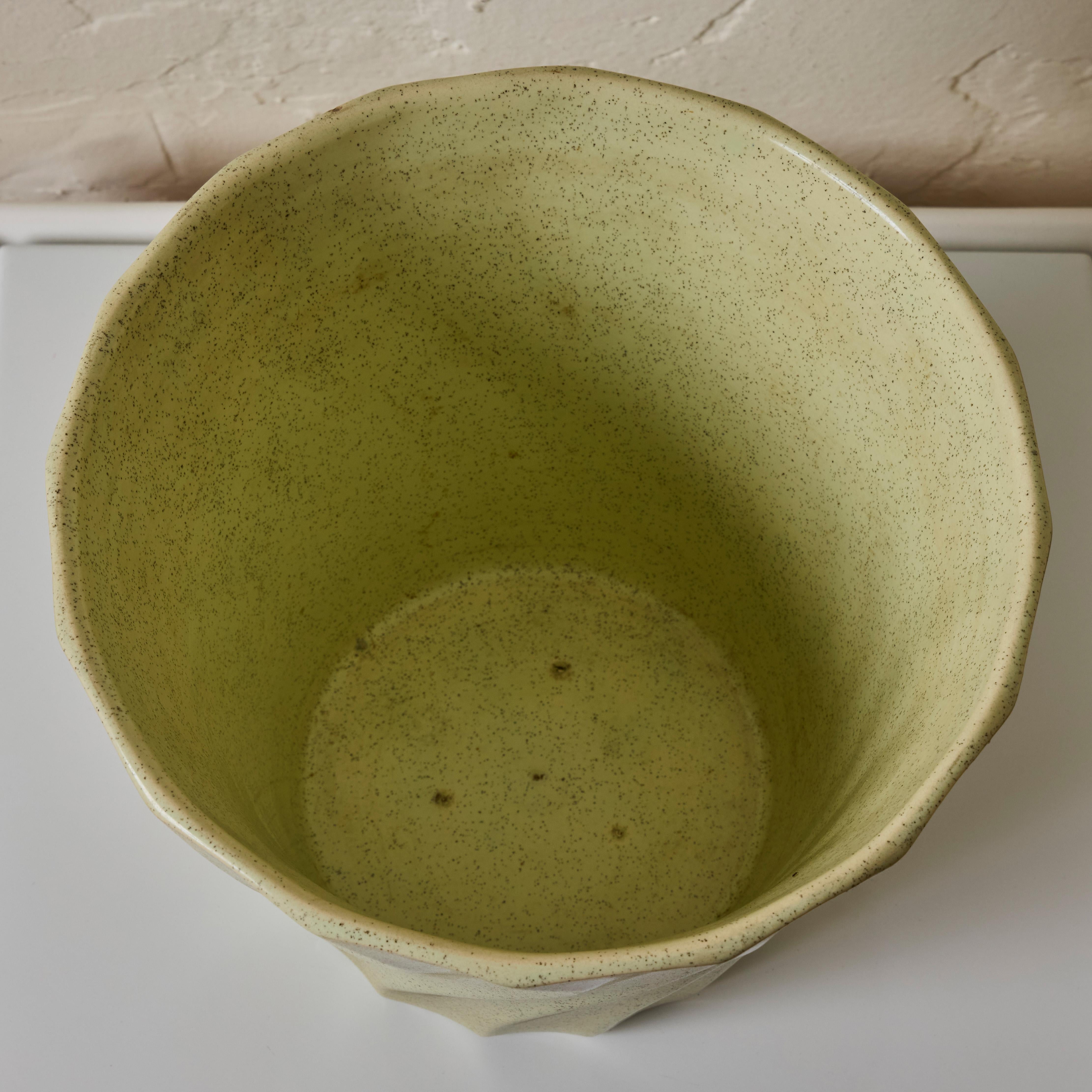 Midcentury Speckle Glazed Mint Ceramic Bauer Planter For Sale 6