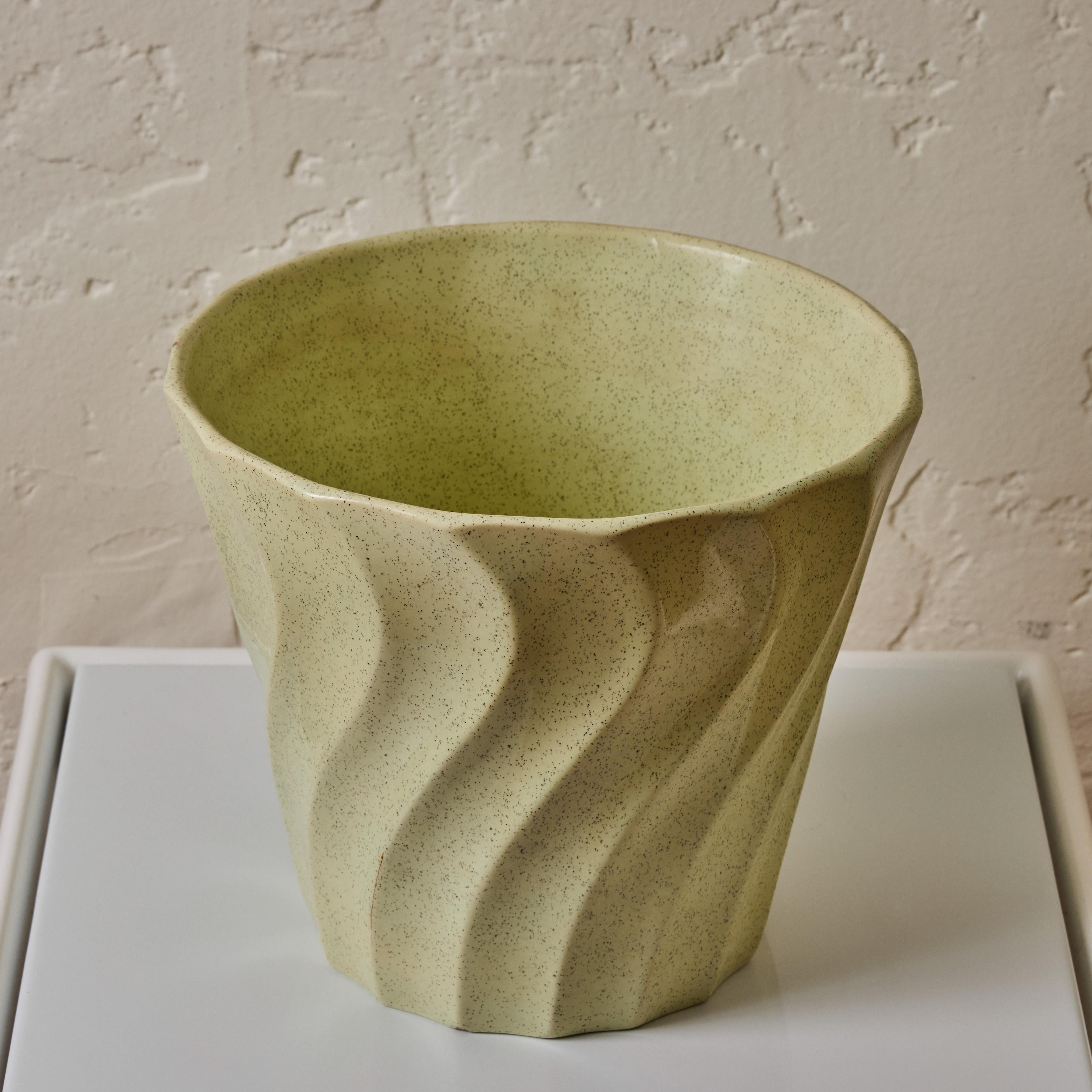Mid-Century Modern Midcentury Speckle Glazed Mint Ceramic Bauer Planter For Sale