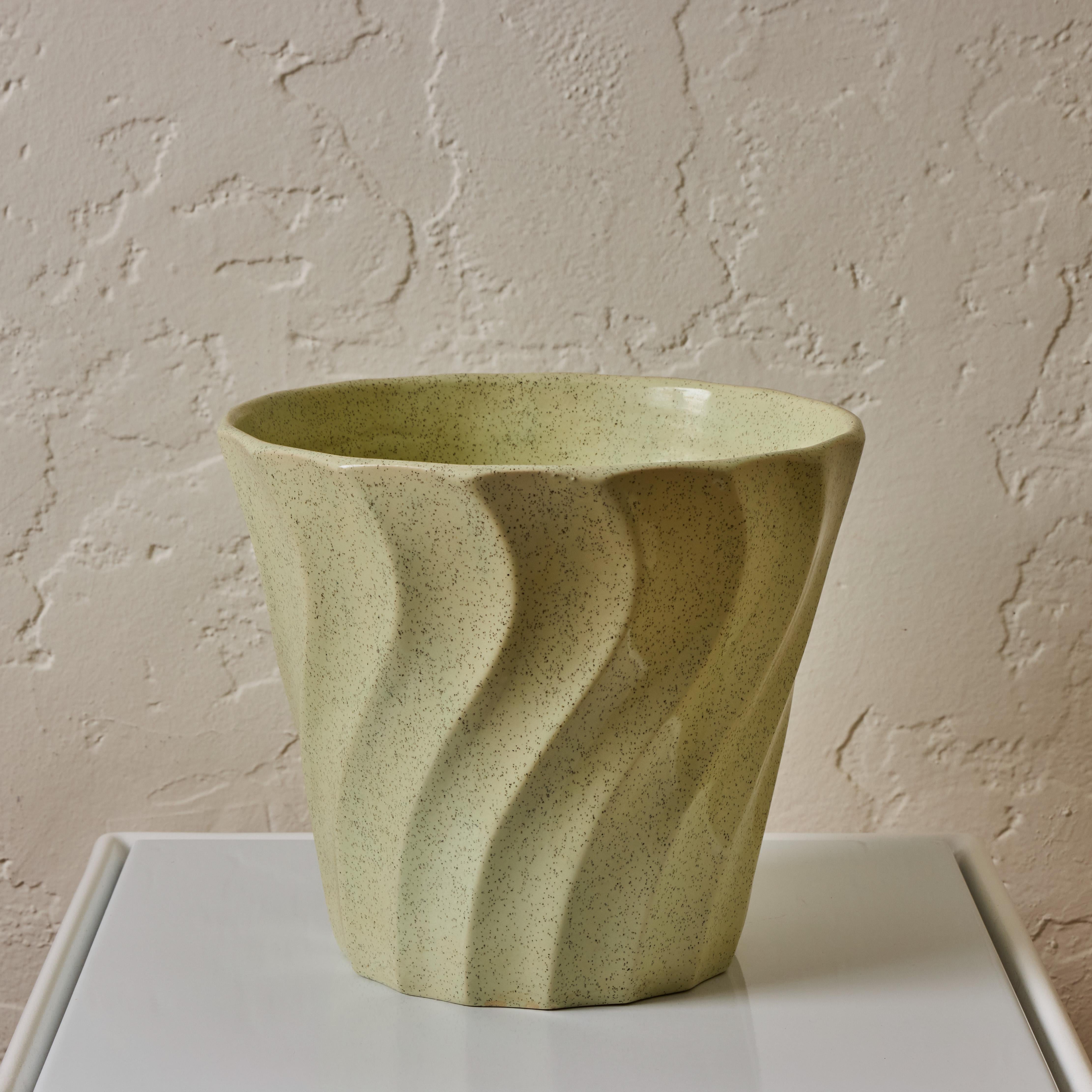 American Midcentury Speckle Glazed Mint Ceramic Bauer Planter For Sale