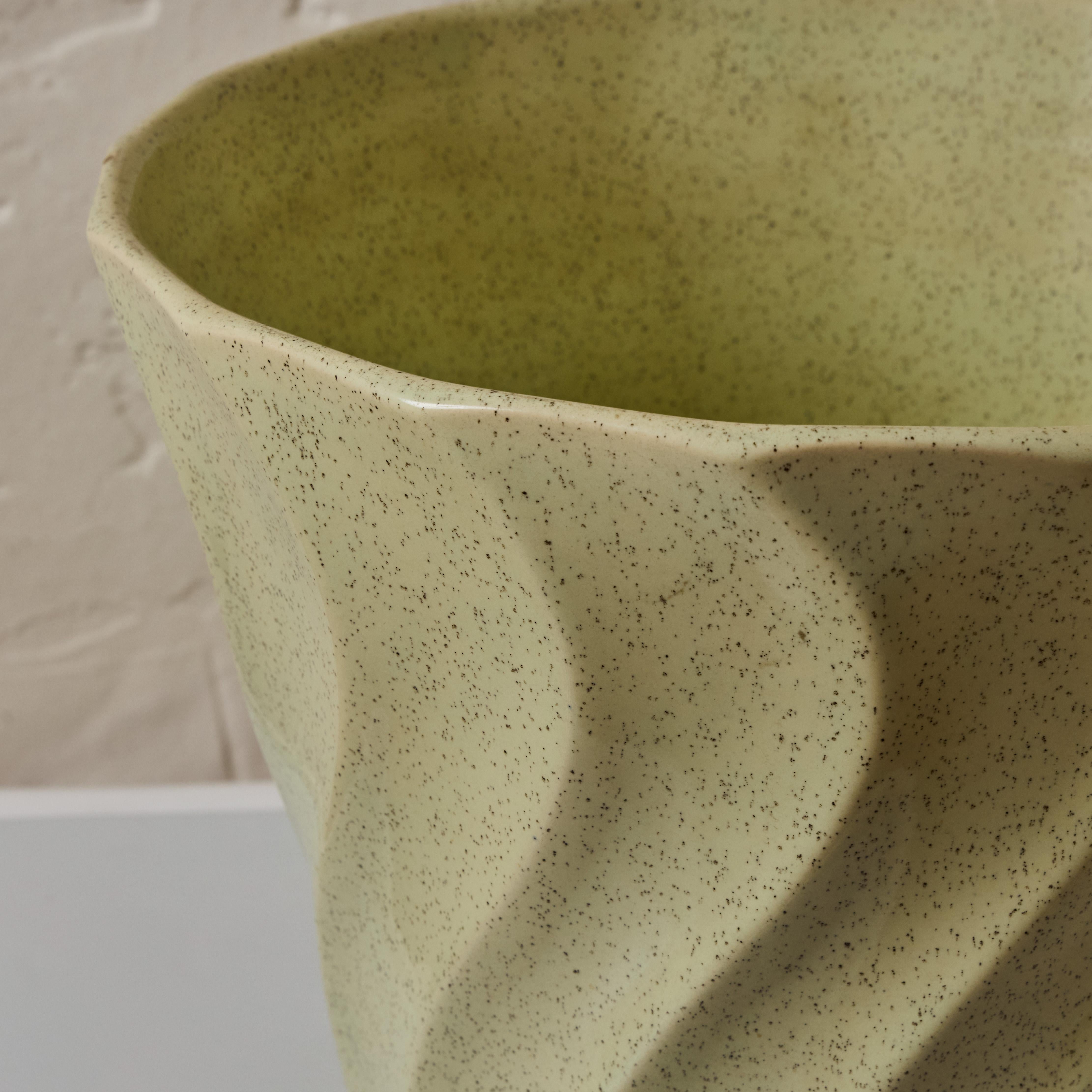 Midcentury Speckle Glazed Mint Ceramic Bauer Planter For Sale 1