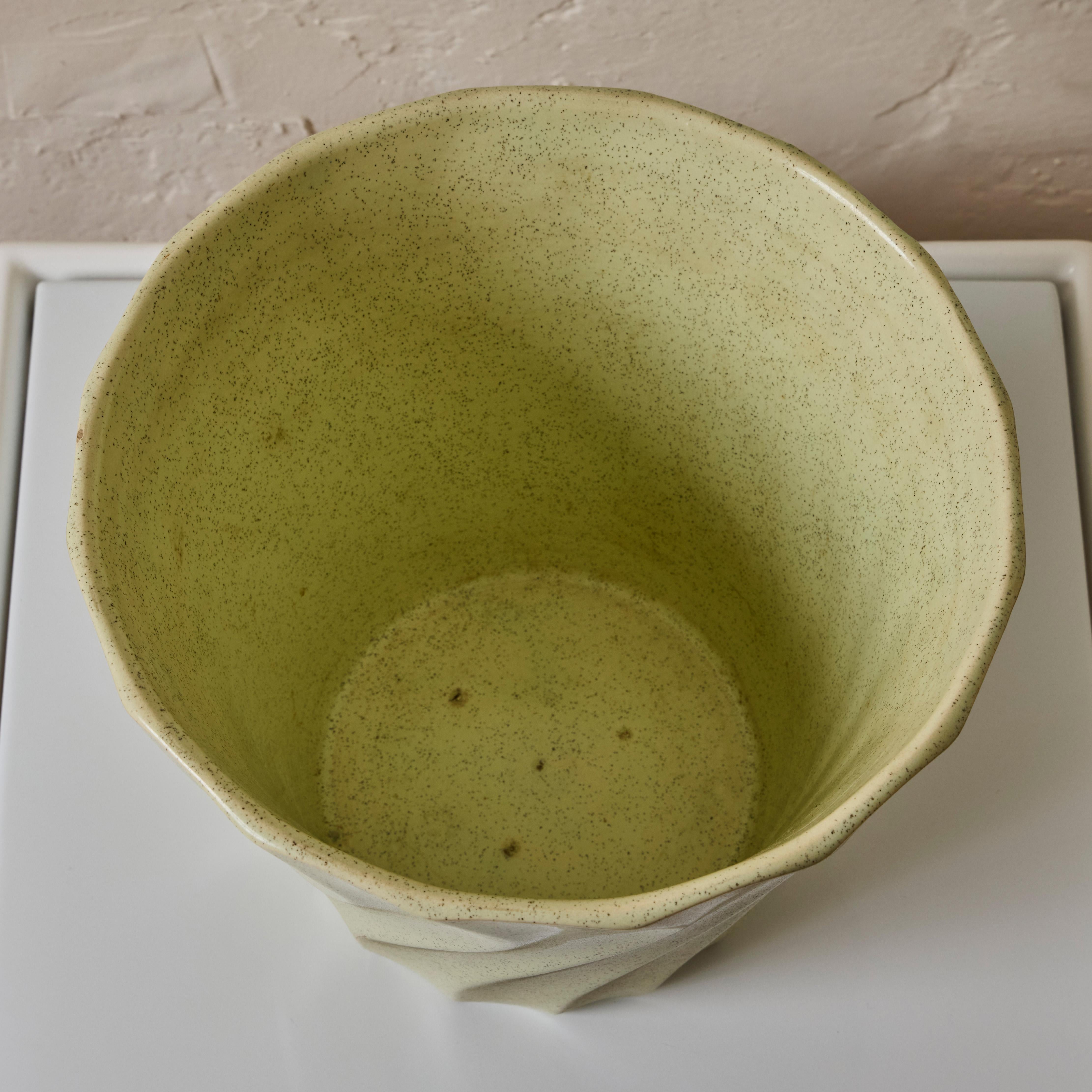 Midcentury Speckle Glazed Mint Ceramic Bauer Planter For Sale 3