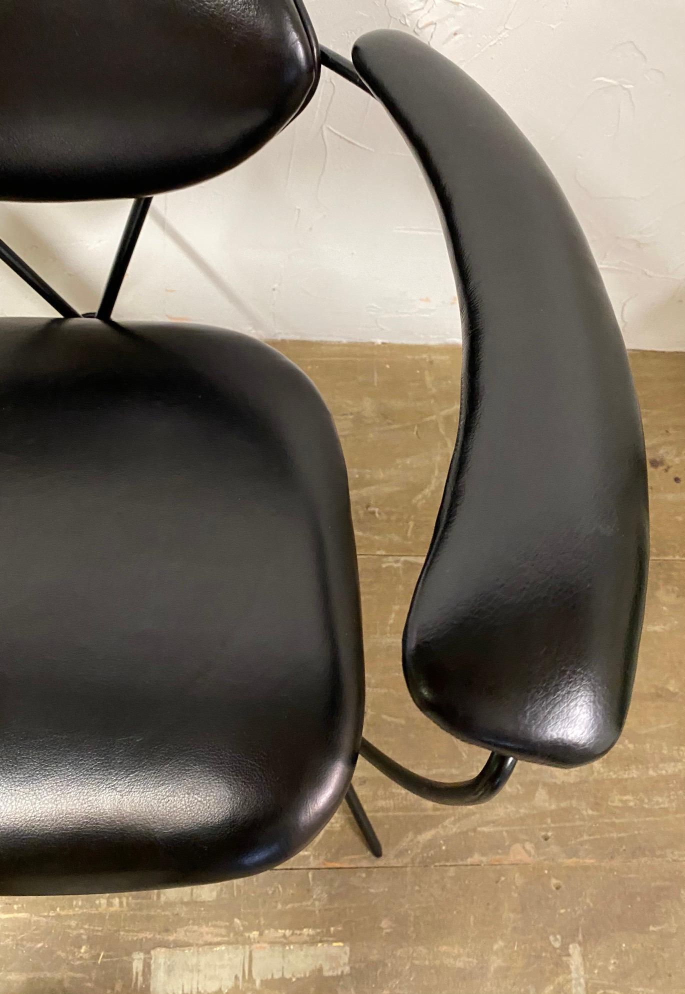 20th Century Midcentury Spider Leg Leather Arm Chair For Sale