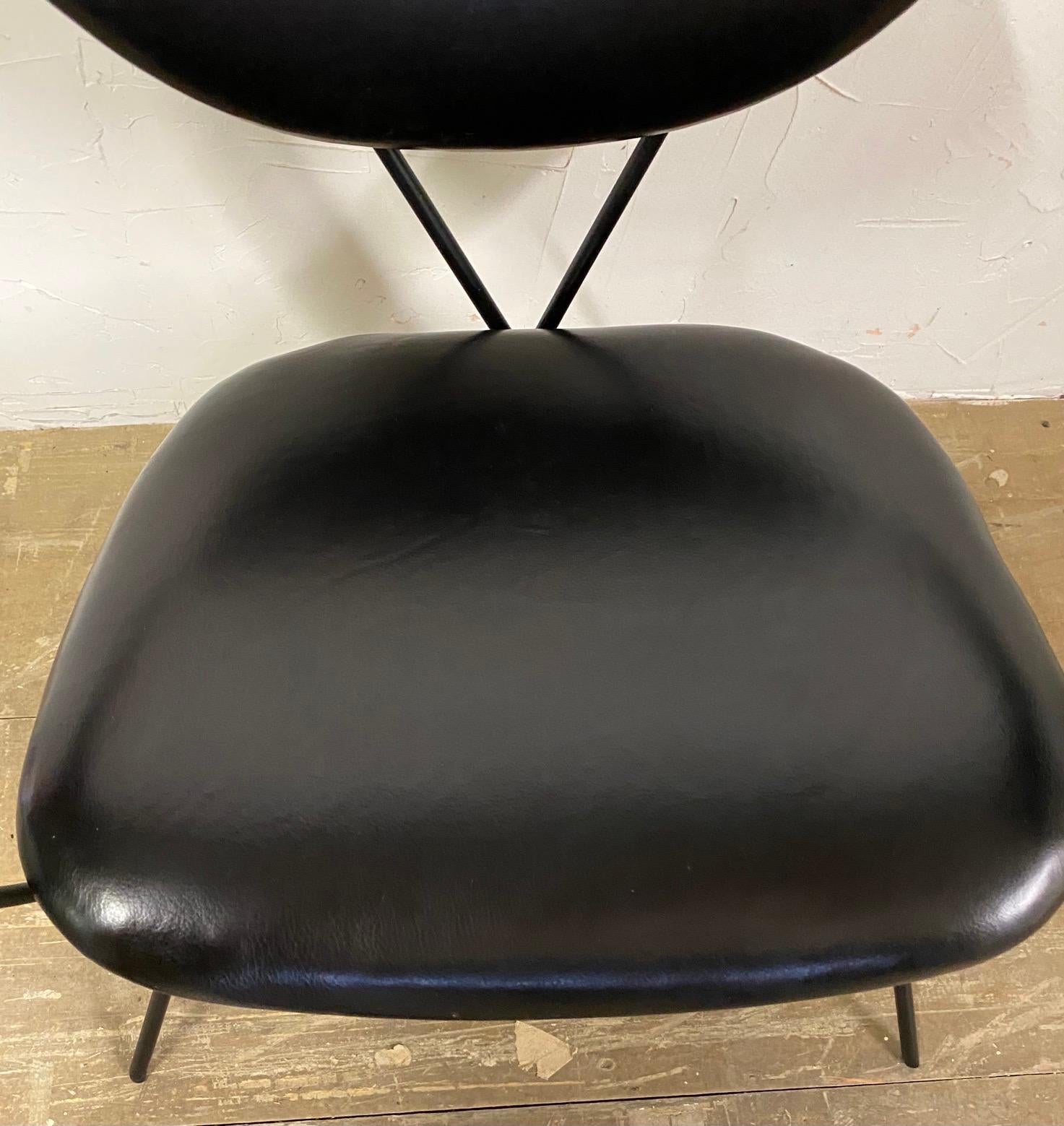 Iron Midcentury Spider Leg Leather Arm Chair For Sale
