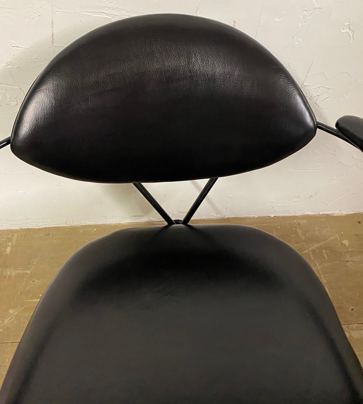 Midcentury Spider Leg Leather Arm Chair For Sale 3