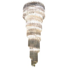 Midcentury Spiral Glass Chandelier
