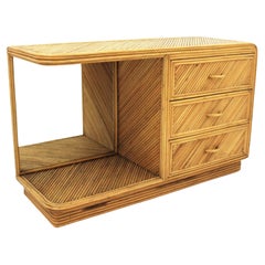 Mid-Century Split Reed Rattan Console / Chest of Drawers