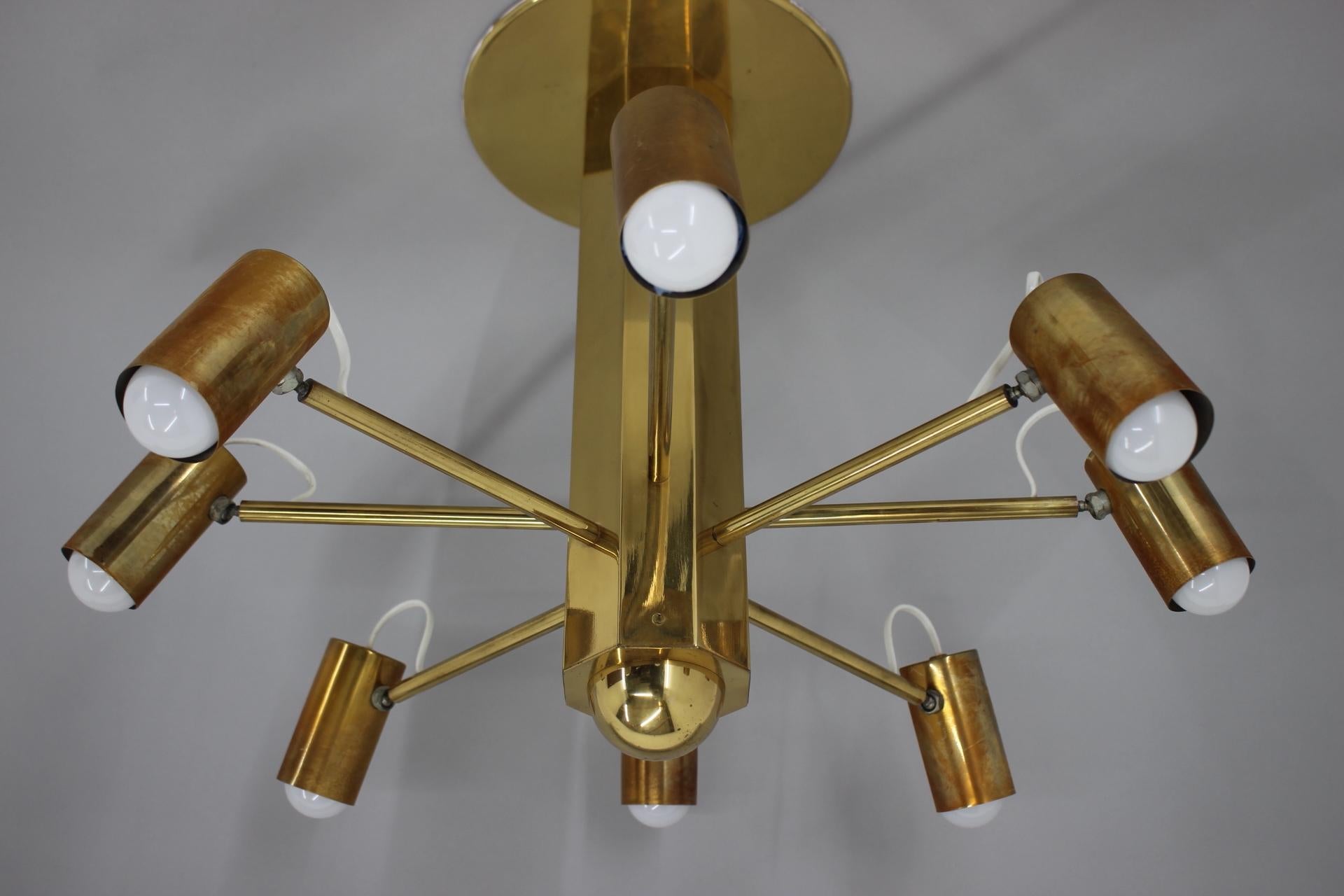 Late 20th Century Midcentury Sputnik Brass Space Age Adjustable Pendant/Chandelier, 1970s For Sale