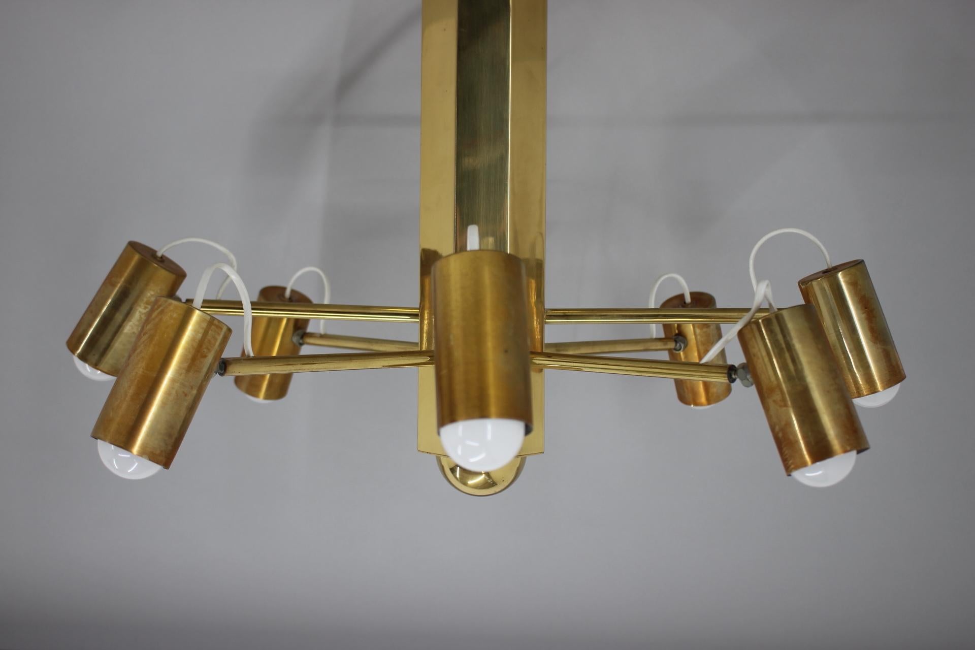 Midcentury Sputnik Brass Space Age Adjustable Pendant/Chandelier, 1970s For Sale 1