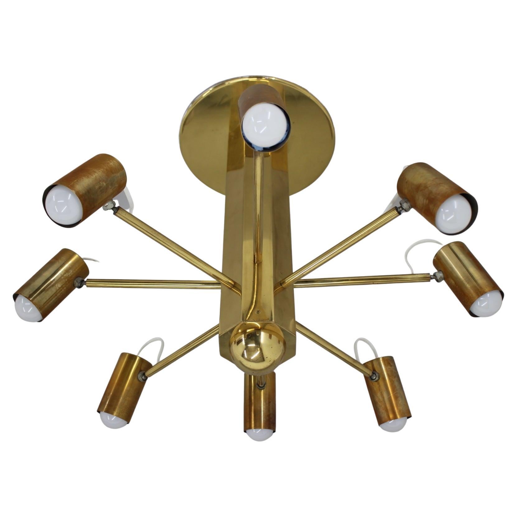 Midcentury Sputnik Brass Space Age Adjustable Pendant/Chandelier, 1970s For Sale