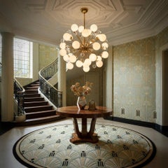 Midcentury Sputnik Spherical Glass and Brass Chandelier, 2000