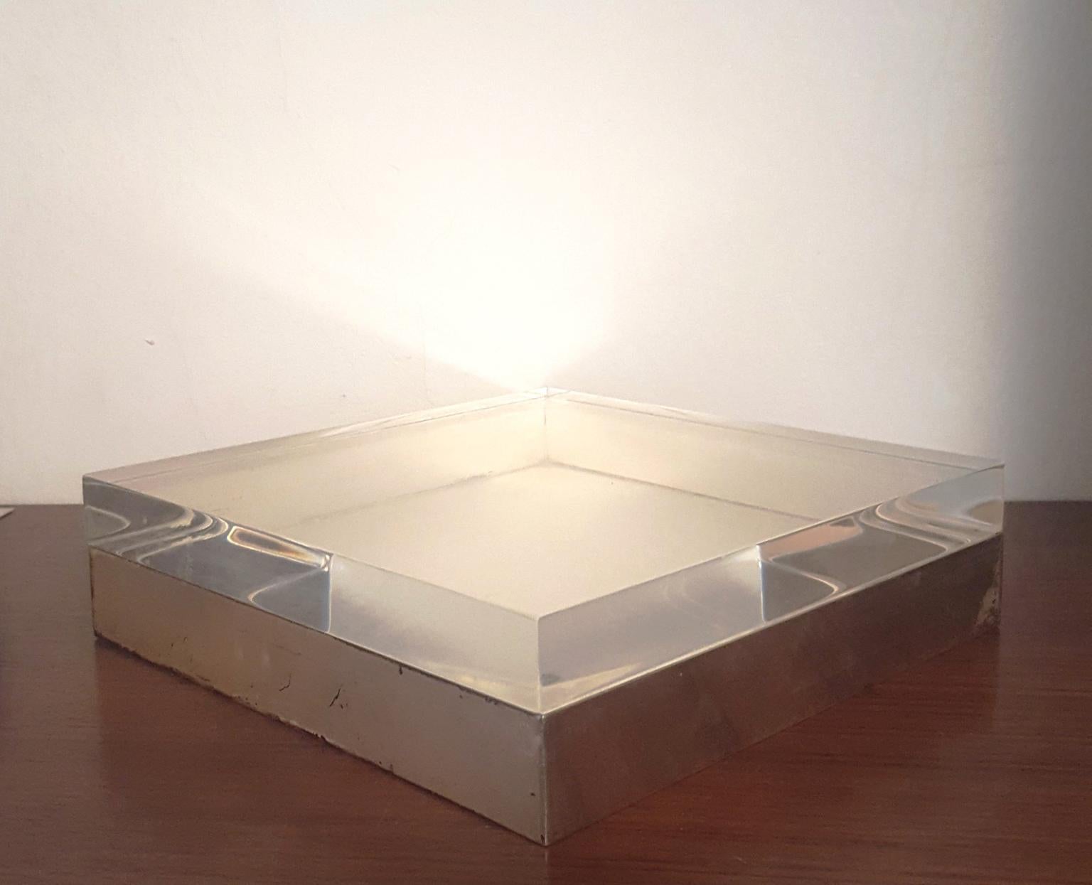 Mid-Century Modern Midcentury Square Box with Perspex cap attribuited to Gabriella Crespi, 1970s
