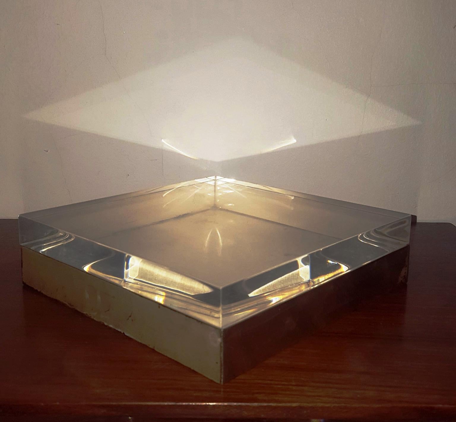 Midcentury Square Box with Perspex cap attribuited to Gabriella Crespi, 1970s 2