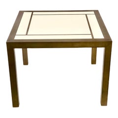 Midcentury Square Brass and Formica Italian Coffee Table Willy Rizzo Style 1970s
