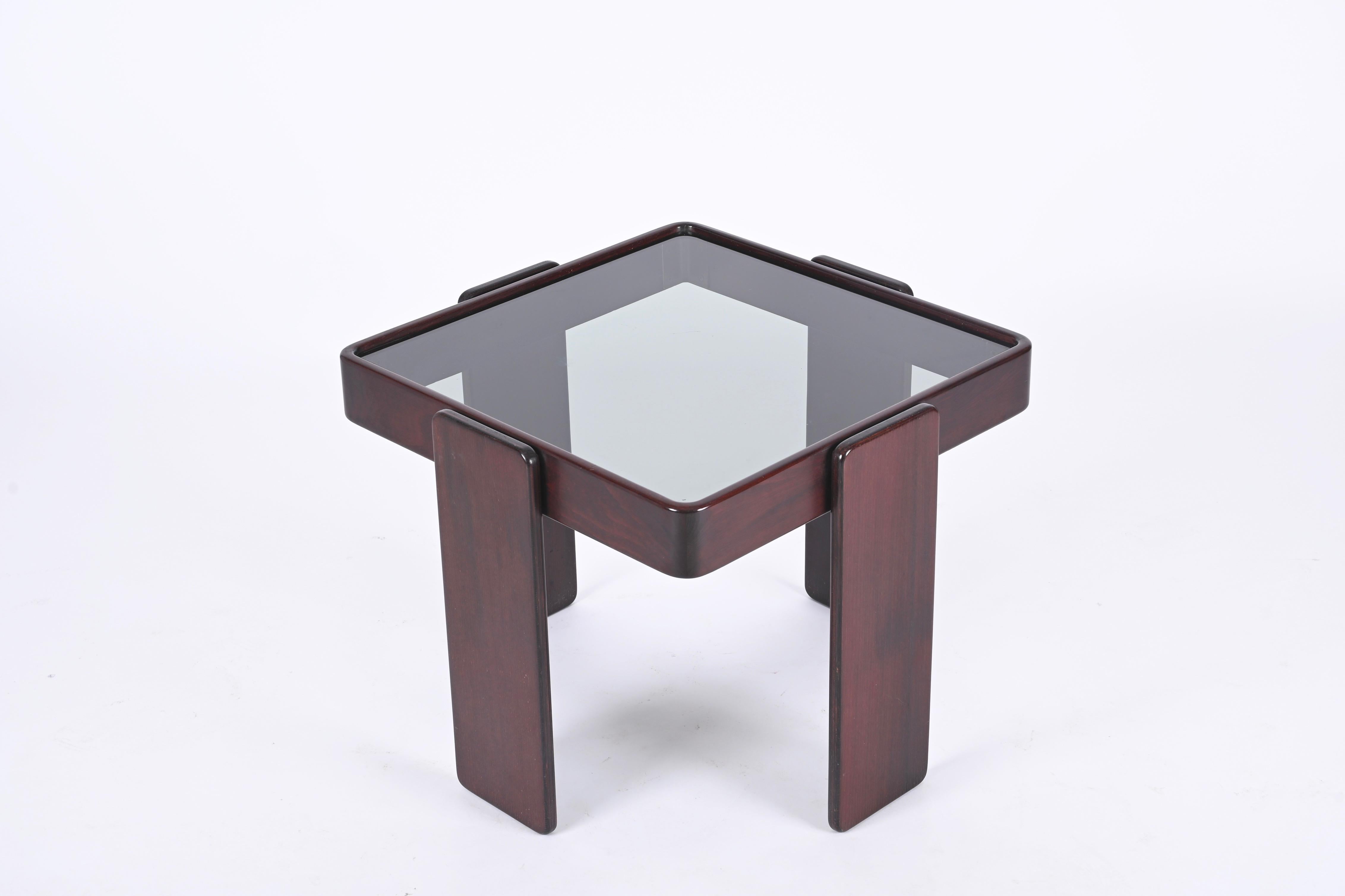 Midcentury Square Coffee Table, Gianfranco Frattini for Cassina, Italy, 1970s In Good Condition For Sale In Roma, IT