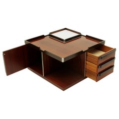Midcentury Square Coffee Table with Bar by Fiarm, 1970s