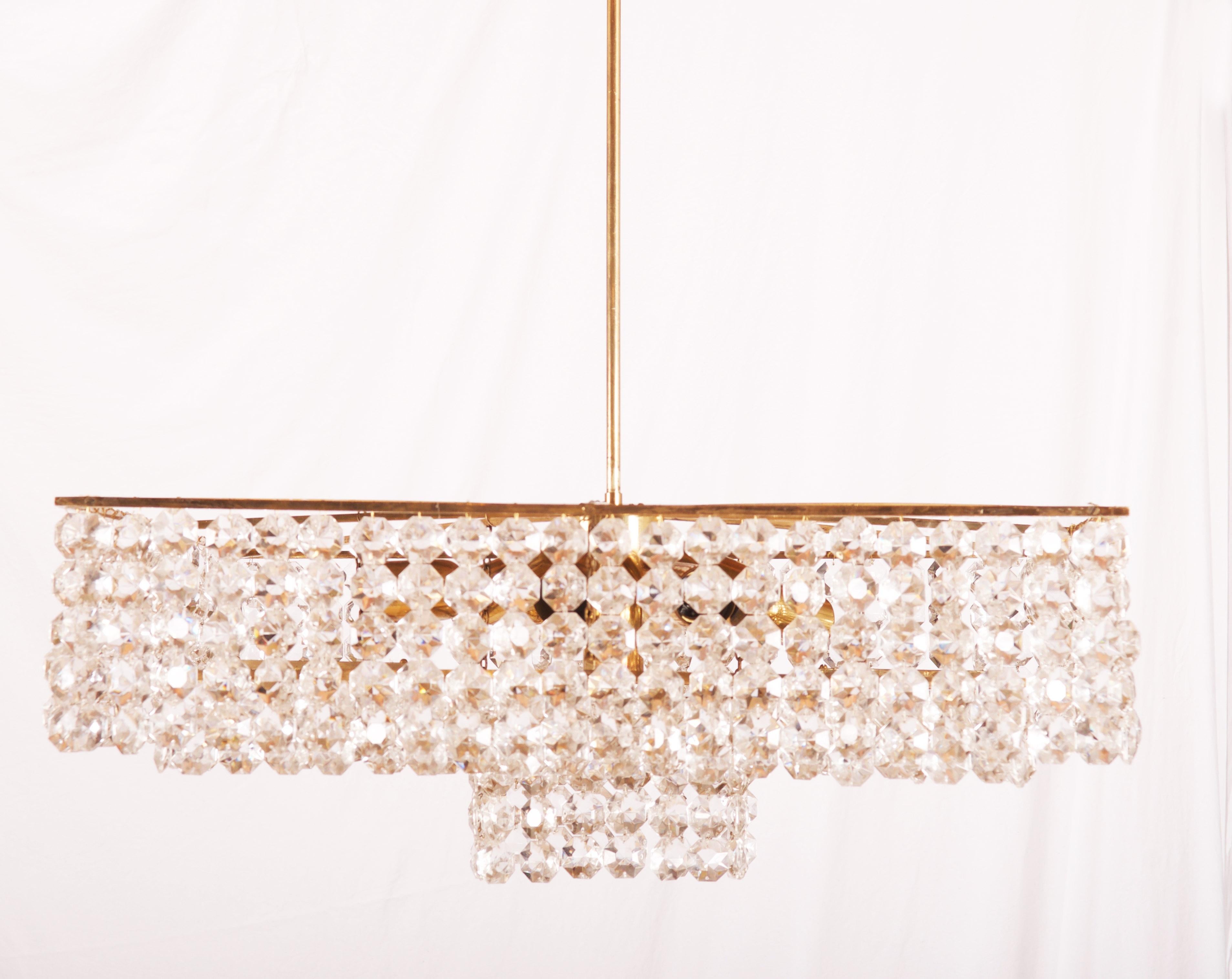 Midcentury Square Cut Crystal Chandelier For Sale 5